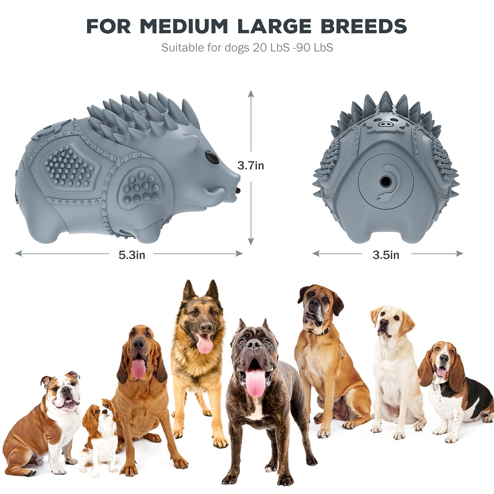 Juguetes masticables para Perros para masticadores agresivos, Juguetes de Huesos de Perro Larg, Juguetes para Perros para masticadores chirriantes indestructibles, Dientes limpios, no