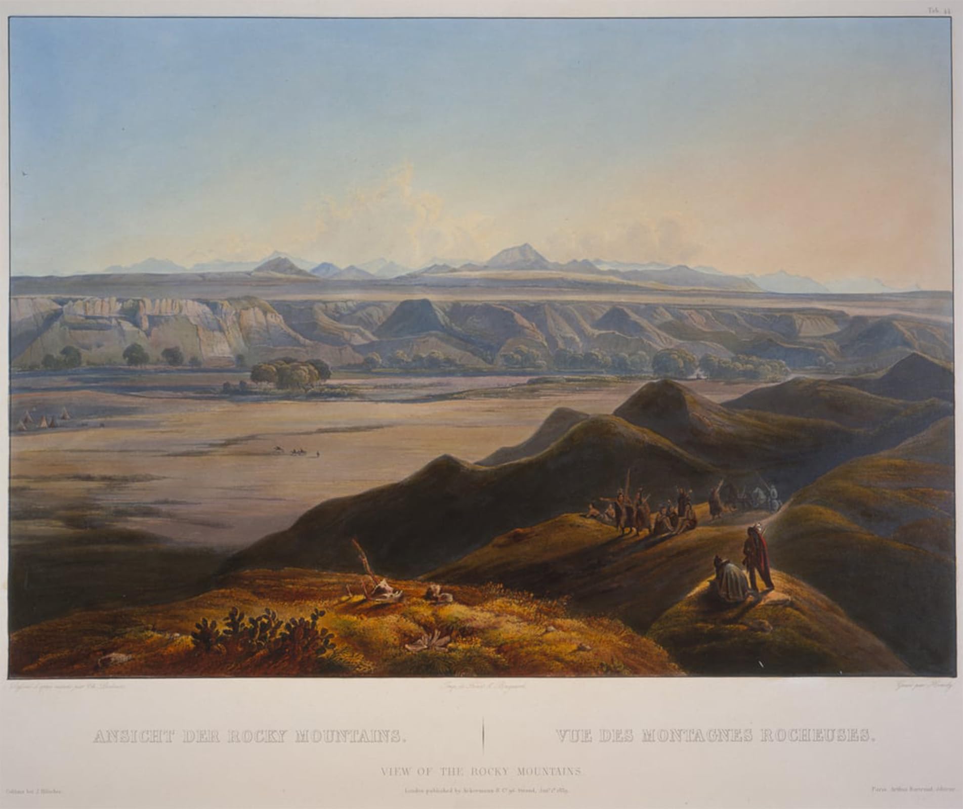 POSTERIIk Vintage Classic Picture Landscape Artwork View of the Mountains by Karl Bodmer Portrait Canvas Painting for Office Home Decor 60x90cm