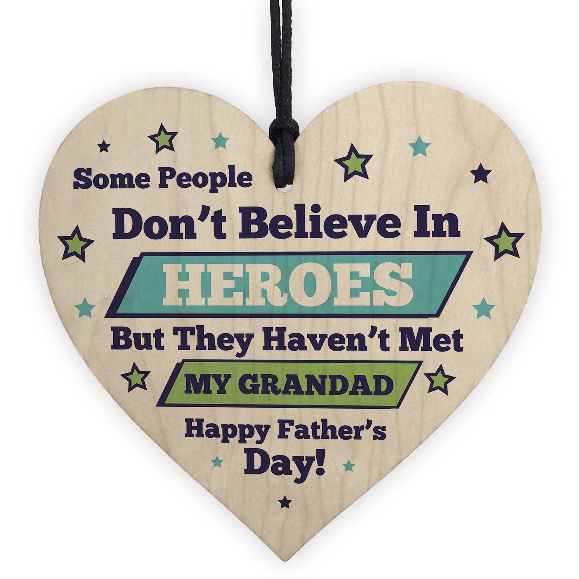 Fathers Day For Grandad Wood Heart Superhero Thank You Grandparent