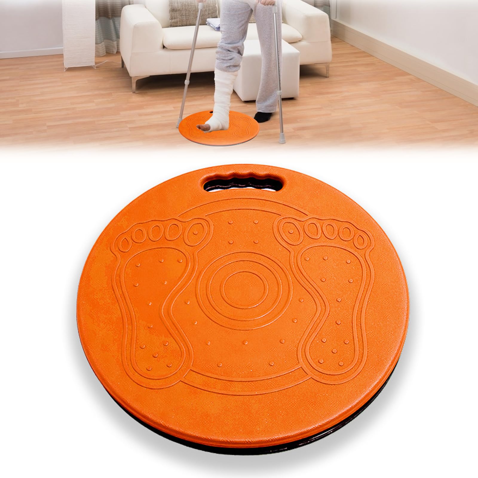 Disco Transferencia Giratorio Ayuda de para Pacientes Mayores y Discapacitados de Transferencia Antideslizante Portátil,Ayuda de Movilidad para Cuidado en el Hogar,con Asa,150 kg (Naranja)