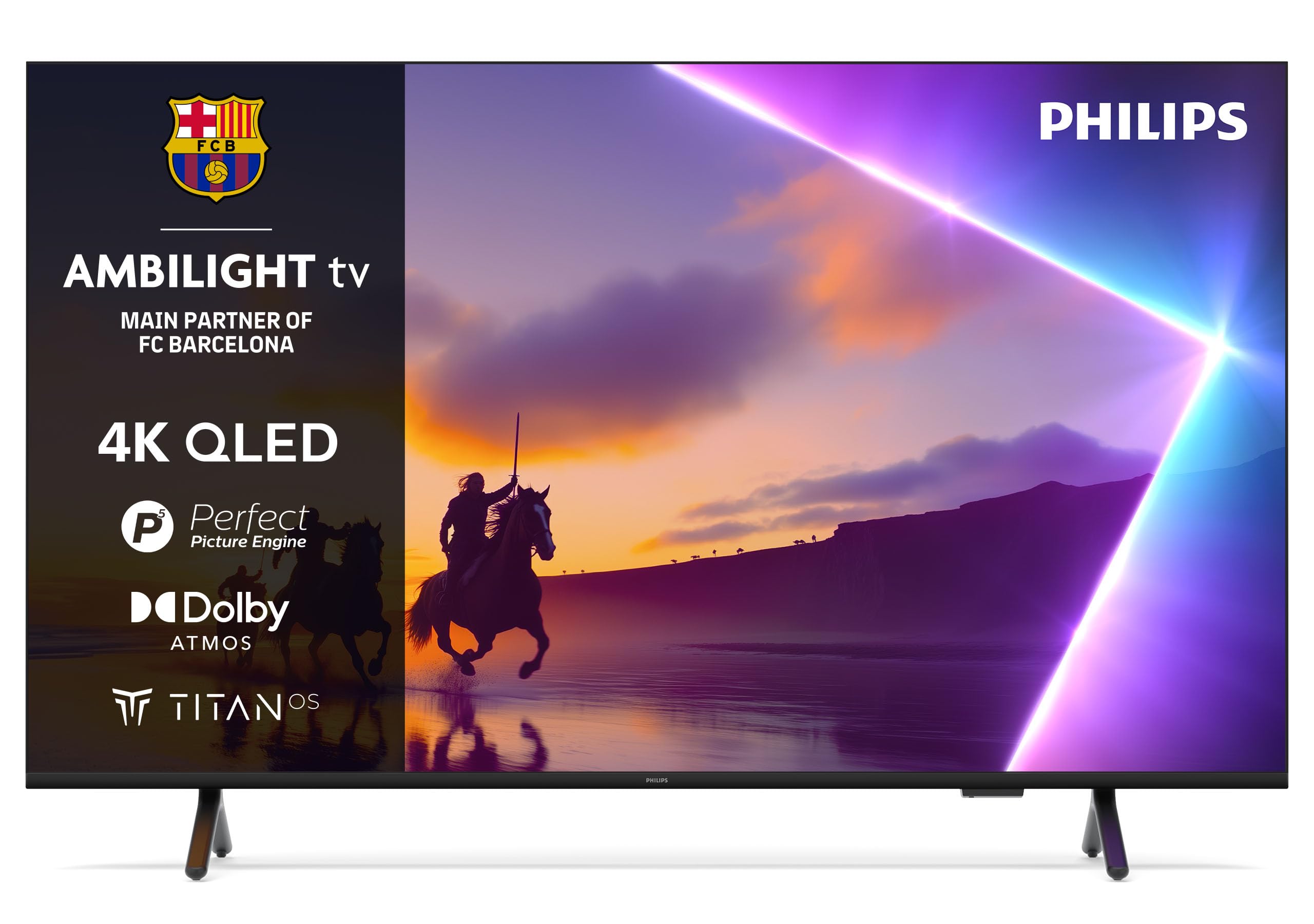 Philips Ambilight 55PUS8510 4K QLED Smart TV - Pantalla de 55 Pulgadas con Plataforma Titan OS, Pixel Precise Ultra HD y Sonido Dolby Atmos - Funciona con Alexa y con el Asistente de Voz de Google