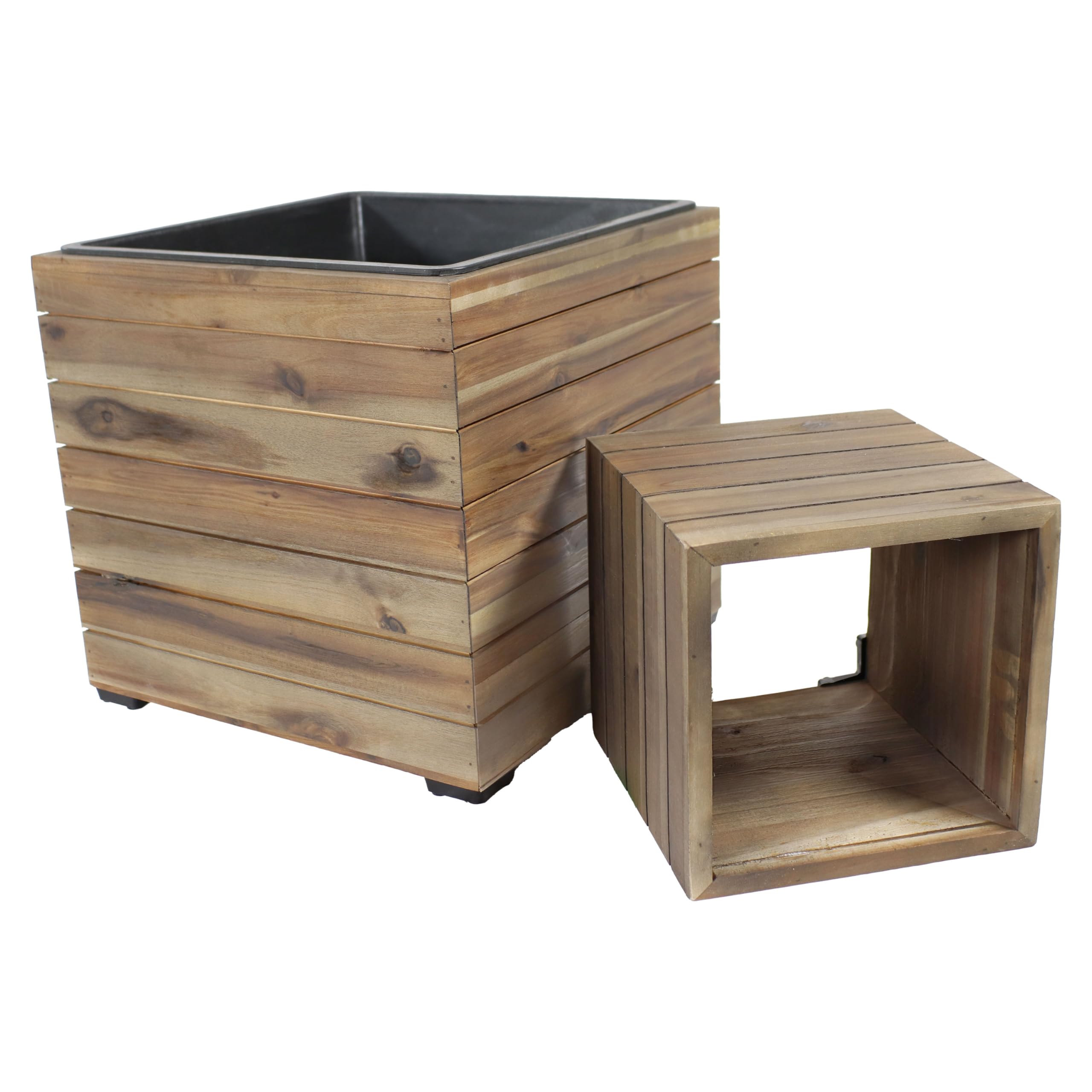 Amazon.com : Sunnydaze Outdoor Wooden Planter Boxes - 2 Acacia