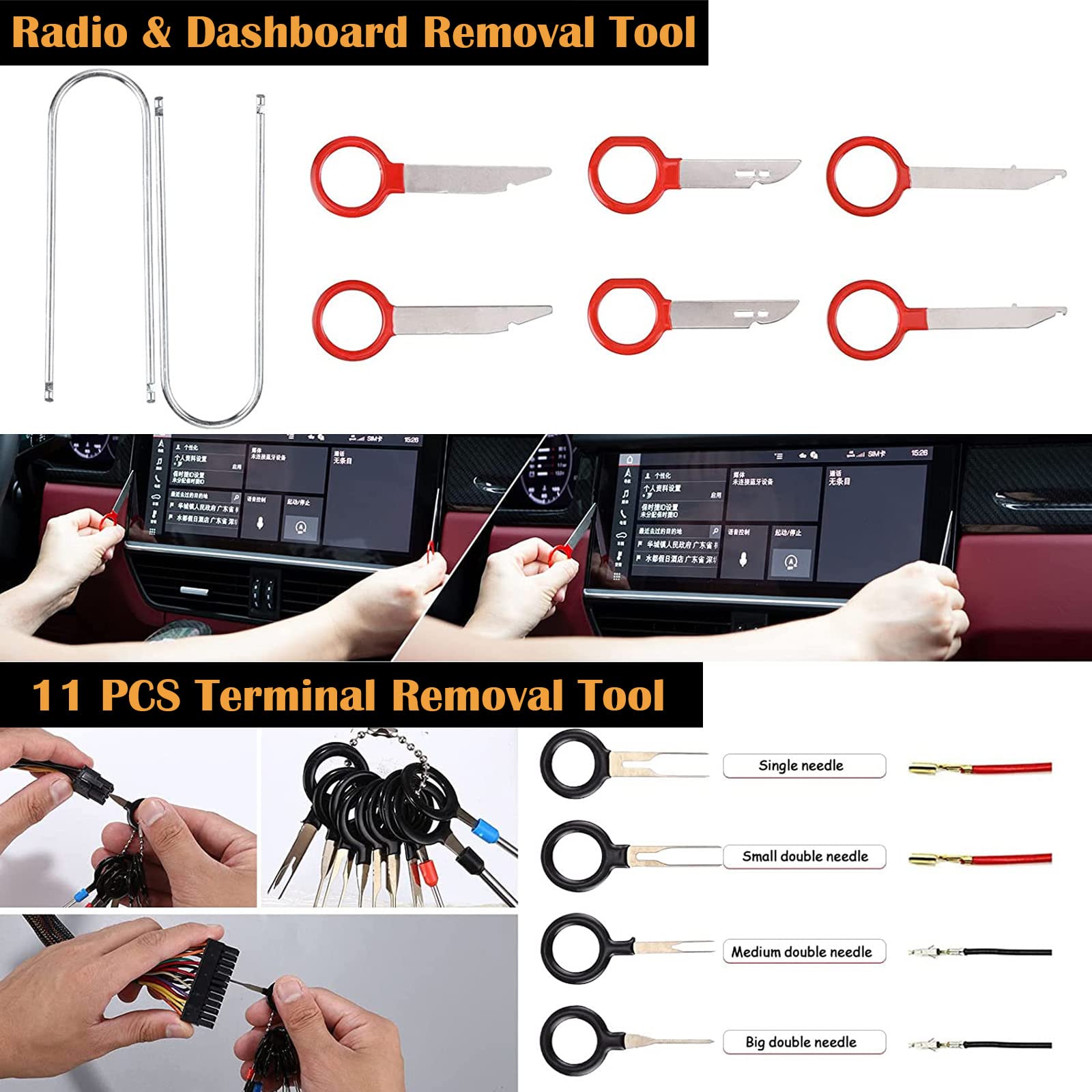 Kit Leve Dmontaggio Interni Auto, 280Pcs Attrezzi per Smontare Plastiche Auto con 120 Clips,Leve Plastica Smontaggio per Smontare Pannello,Interno,Radio(Alta Durezza, Ma Non Danneggia l'Veicolo)