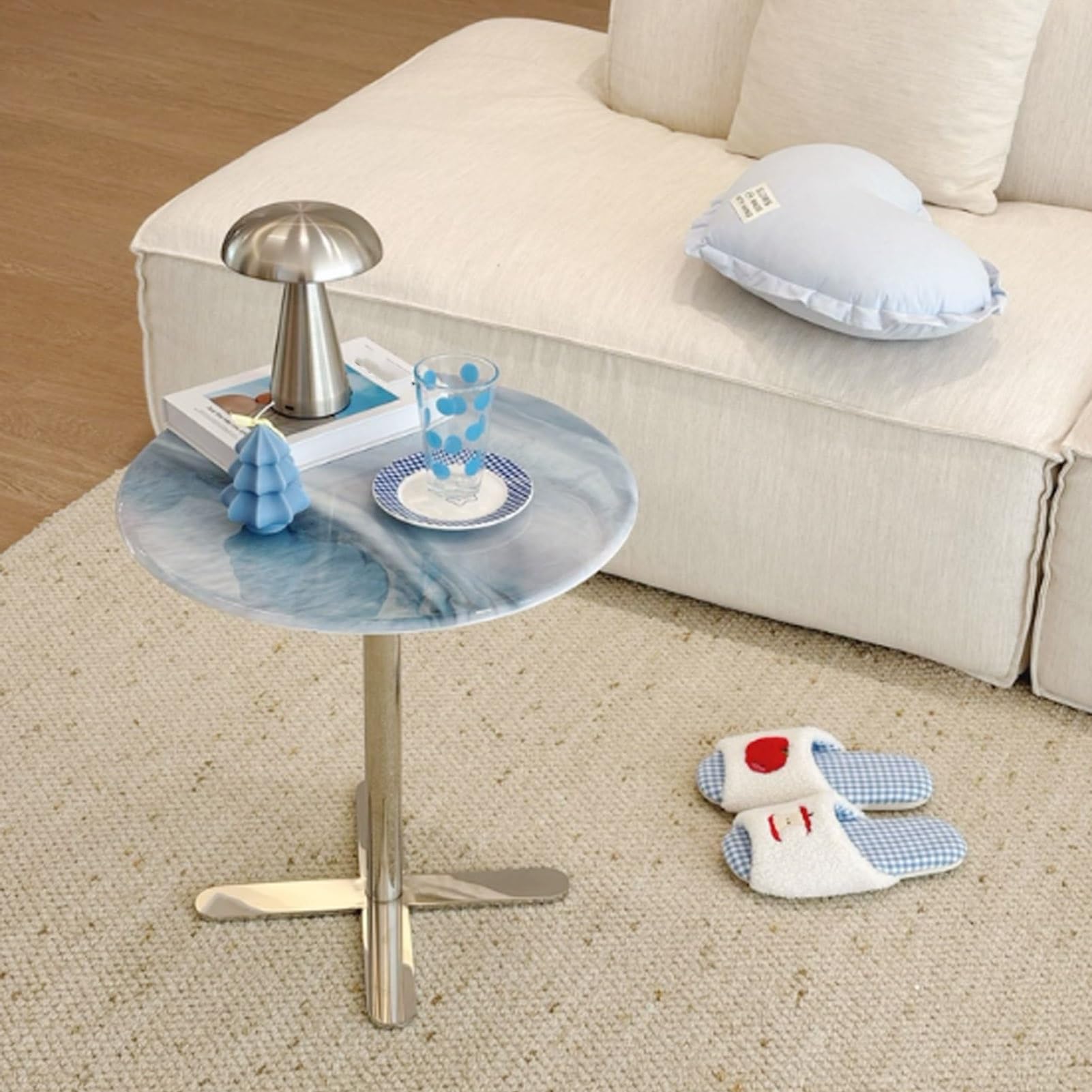 Mesa de cóctel de Bar Mesa de Bebidas de café Mesas auxiliares con Base de Acero Inoxidable, Mesa de Comedor Mesa de bistró de fácil Montaje para Espacios pequeños(Azul)