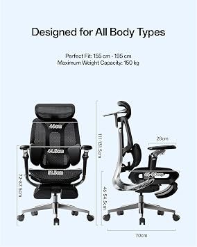 Hbada E3 Pro 2026 Ergonomic Office Chair with Dynamic Lumbar Support | Adaptive lumbar support,4D Headrest, adjustable armrests, breathable mesh, reclining backrest and ergonomic comfort