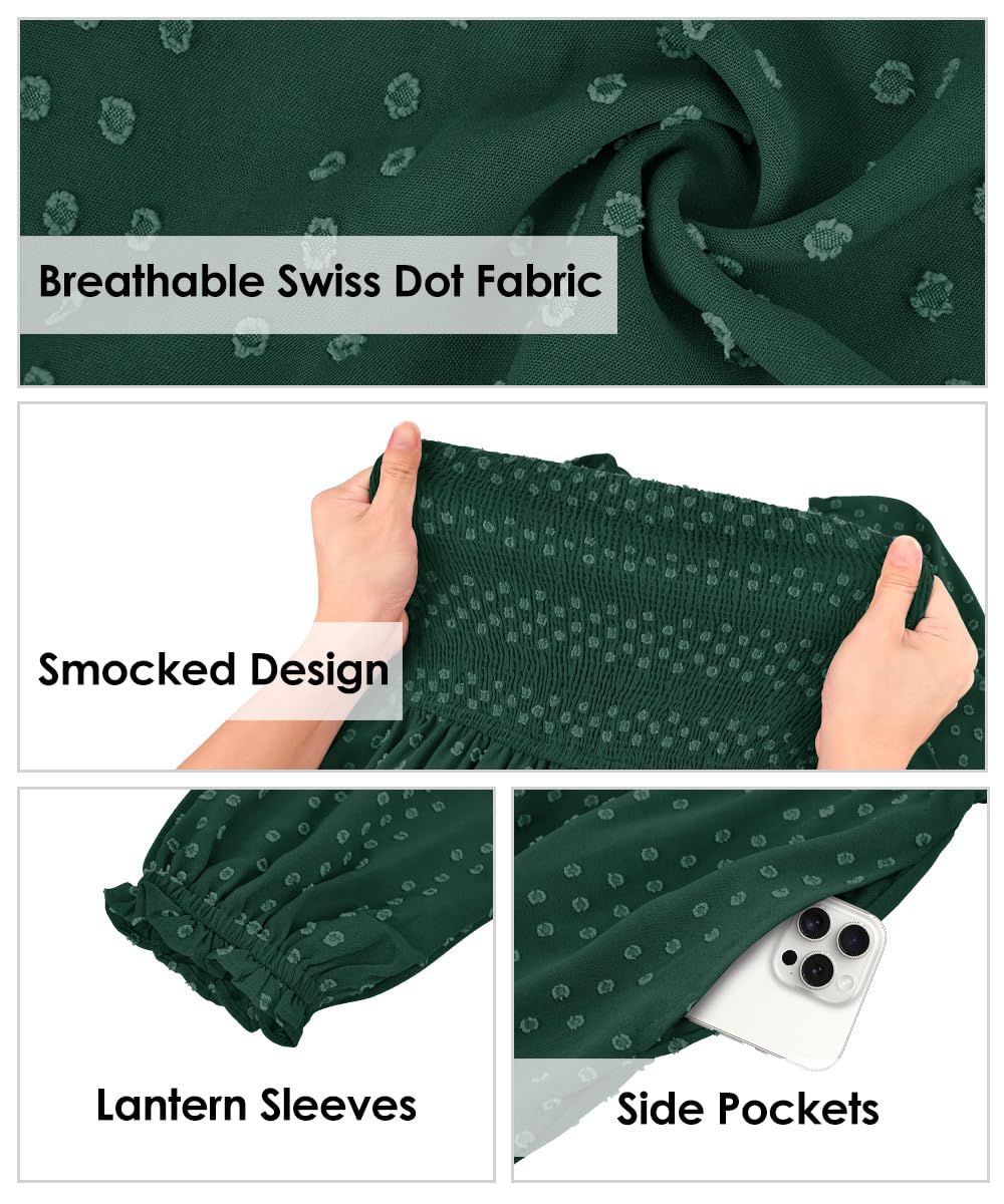 RITERA Herbstkleider in Übergröße für kurvige Frauen, Maxi-Hochzeitsgäste, langärmelig, gesmokt, schweizer Punkt, Winterkleid, Taschen, XL-5XL