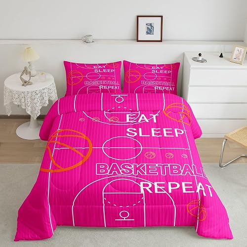 jejeloiu Kids Basketball Comforter Set Queen Size Boys Girls