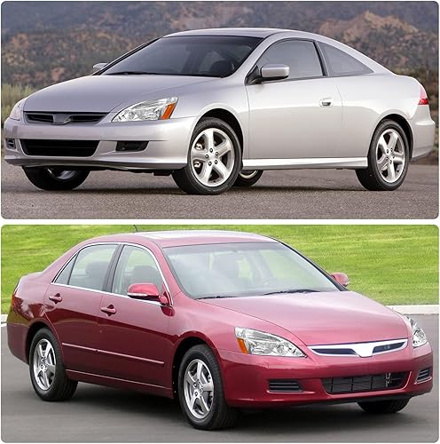 Miniatura 7 de ADCARLIGHTS Compatible con Accord 2003-2007 Conjunto de faros delanteros para Honda Accord 24dr 03-07 carcasa negra con reflector ámbar reemplazo