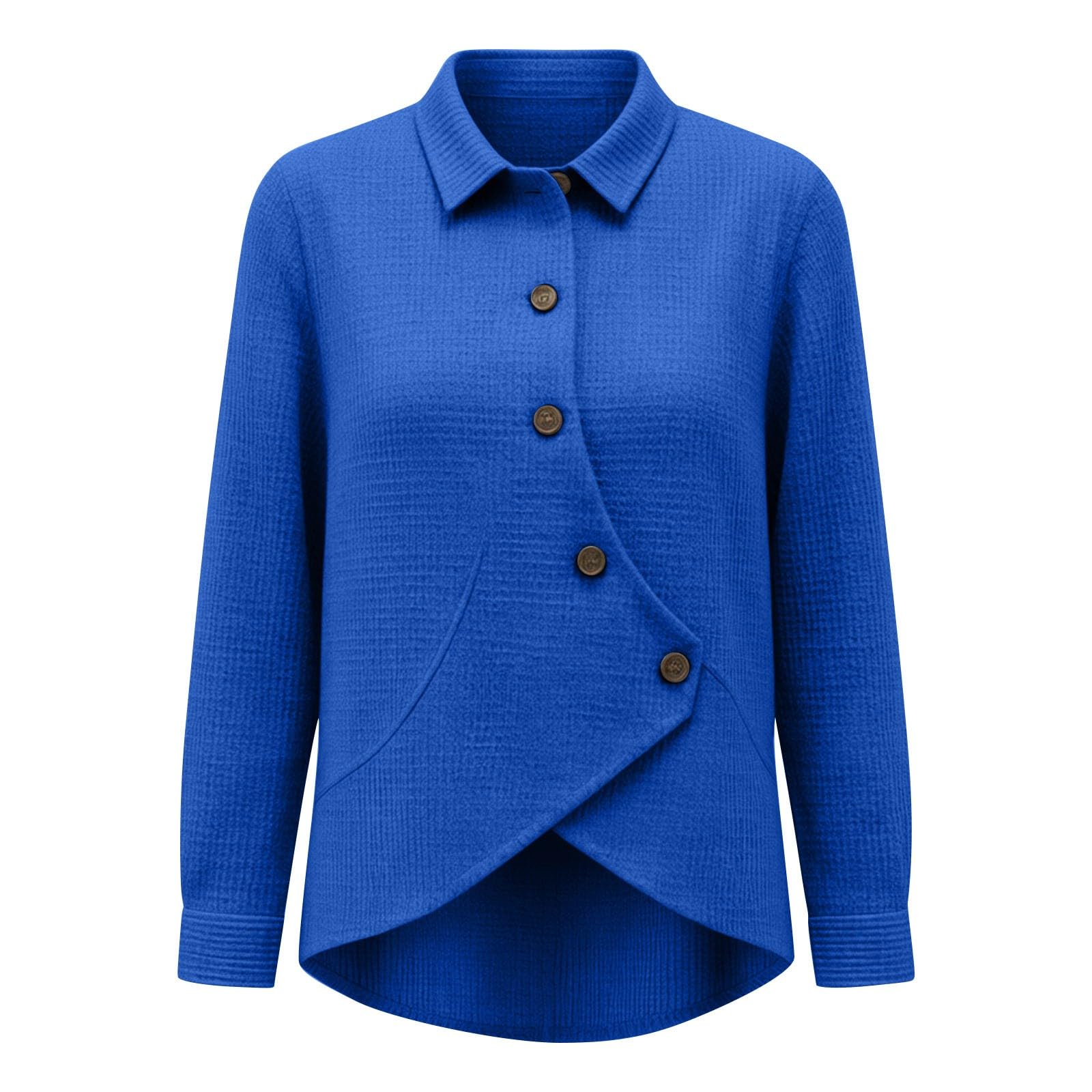 Generisch Camicia basic da donna con dettagli di design, struttura a nido | Versatile camicetta basic per il guardaroba, abbottonatura asimmetrica aggiunge un tocco alla moda per qualsiasi look