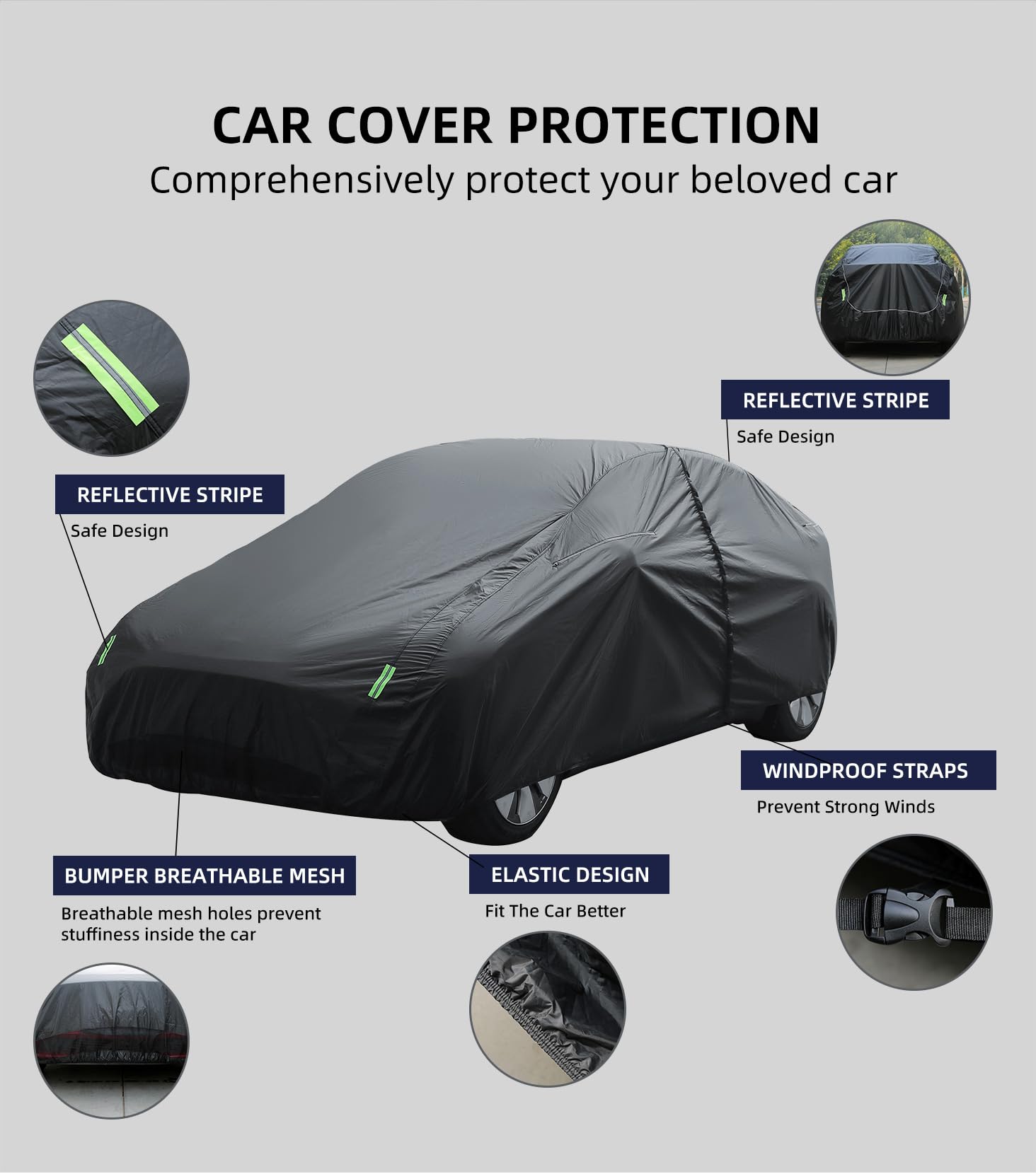 Tesla Model X Car Cover 2015-2026 - 210T Heavy-Duty Polyester with Fleece Lining 4-in-1 Waterproof Windproof Snowproof UV — view 8