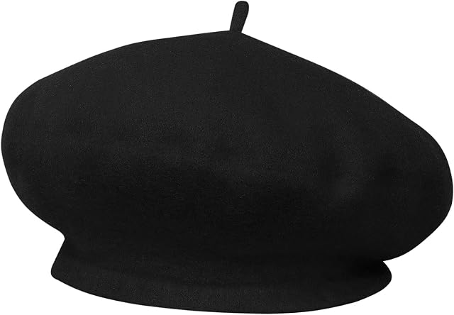 TRIXES French Beret Hat - Fancy Dress Theme Hat  One Size - Women Beret Newsboy Hat French Cap Wool Classic Autumn Spring Winter Hats - Vintage French Beret Solid Colour