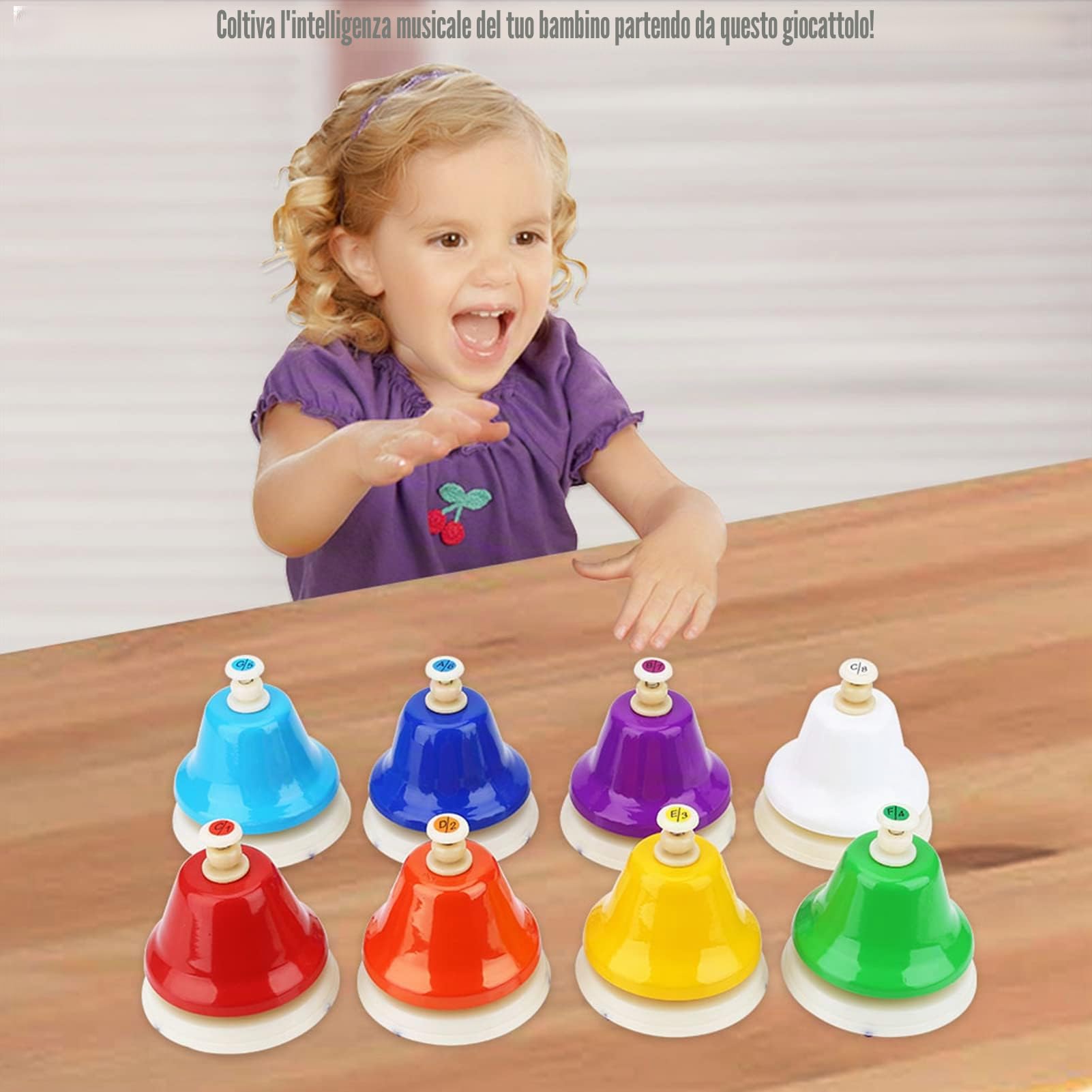 Set di Campanelli Colorati a 8 Note Campane Musicali per Bambini Bambini Adulti Insegnamento Musicale