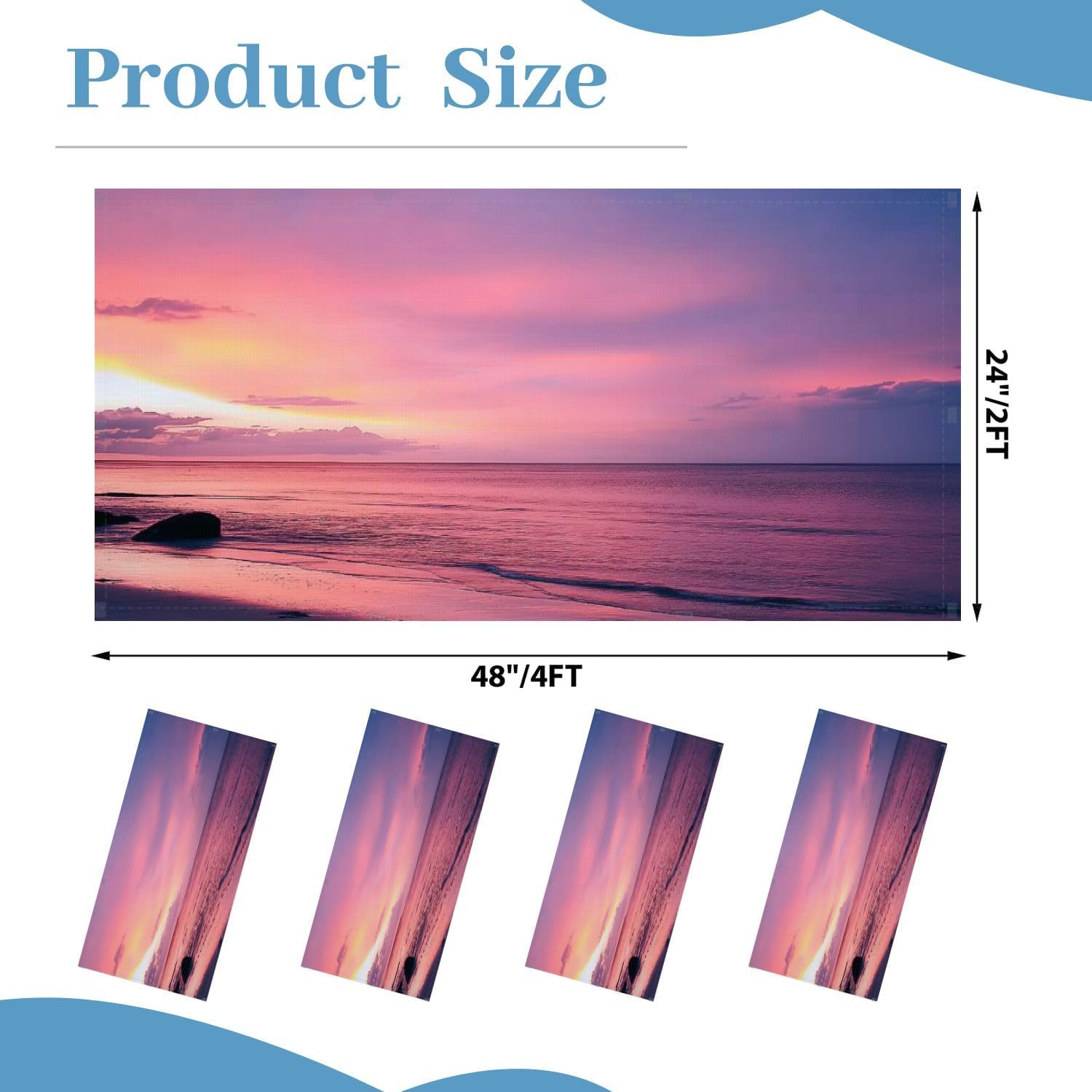 Fluorescent Light Covers for Ceiling Lights Amazing Colorful Sunset Beach Easy to Install Magnetic Light Filter for Classroom Office Hospitals School Home Decor
