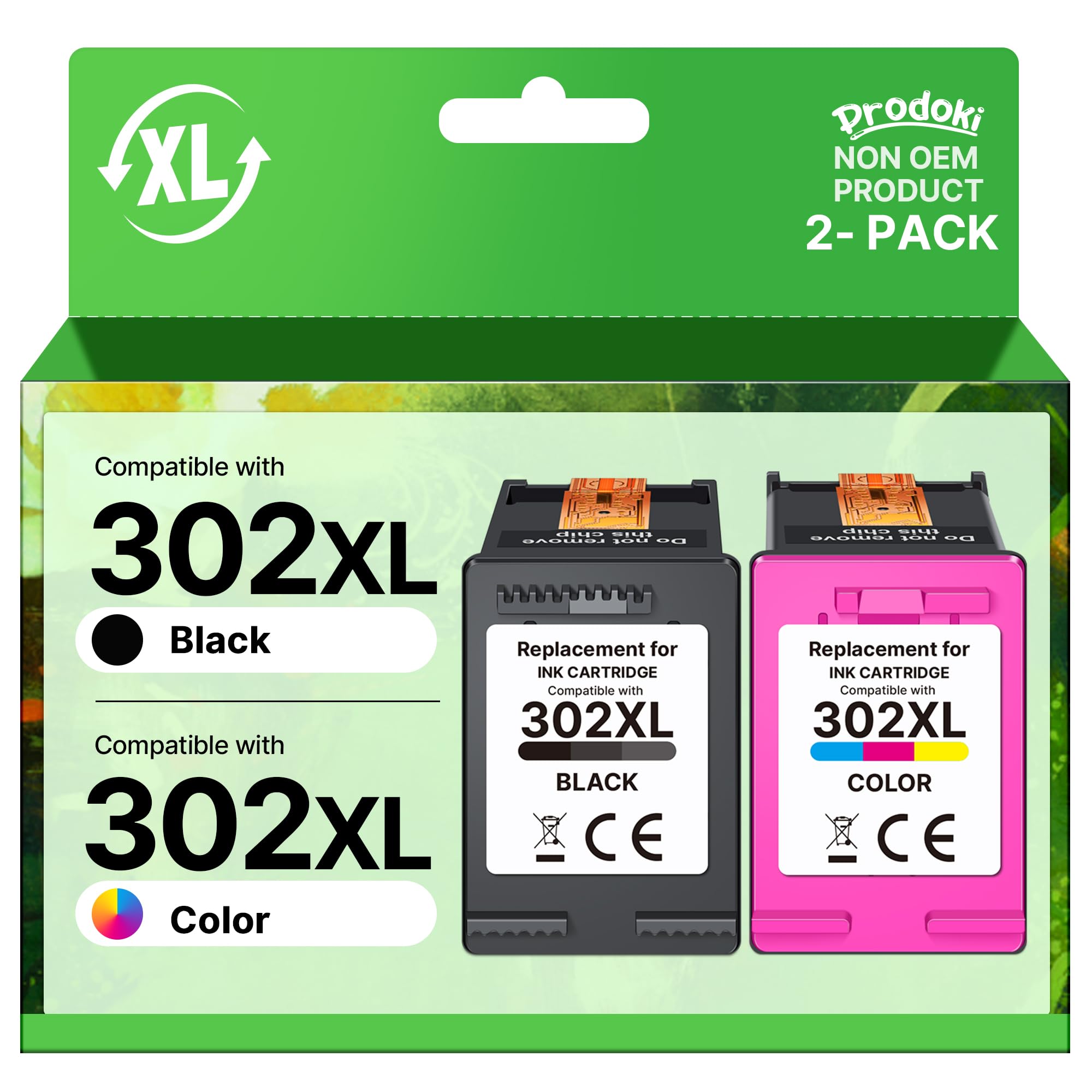 Pack Cartouches Encre 302 XL Noir + Couleur Compatibles HP - Pour Deskjet 3630-3639, Envy 4520-4528, Officejet 3830-5232 - 2