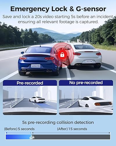 Miniatura 8 de AZDOME Cámara de tablero M550 Pro 5G WiFi de 3 canales GPS integrado, cámara de tablero dual 4K frontal y trasera con tarjeta de 64 GB, cámara