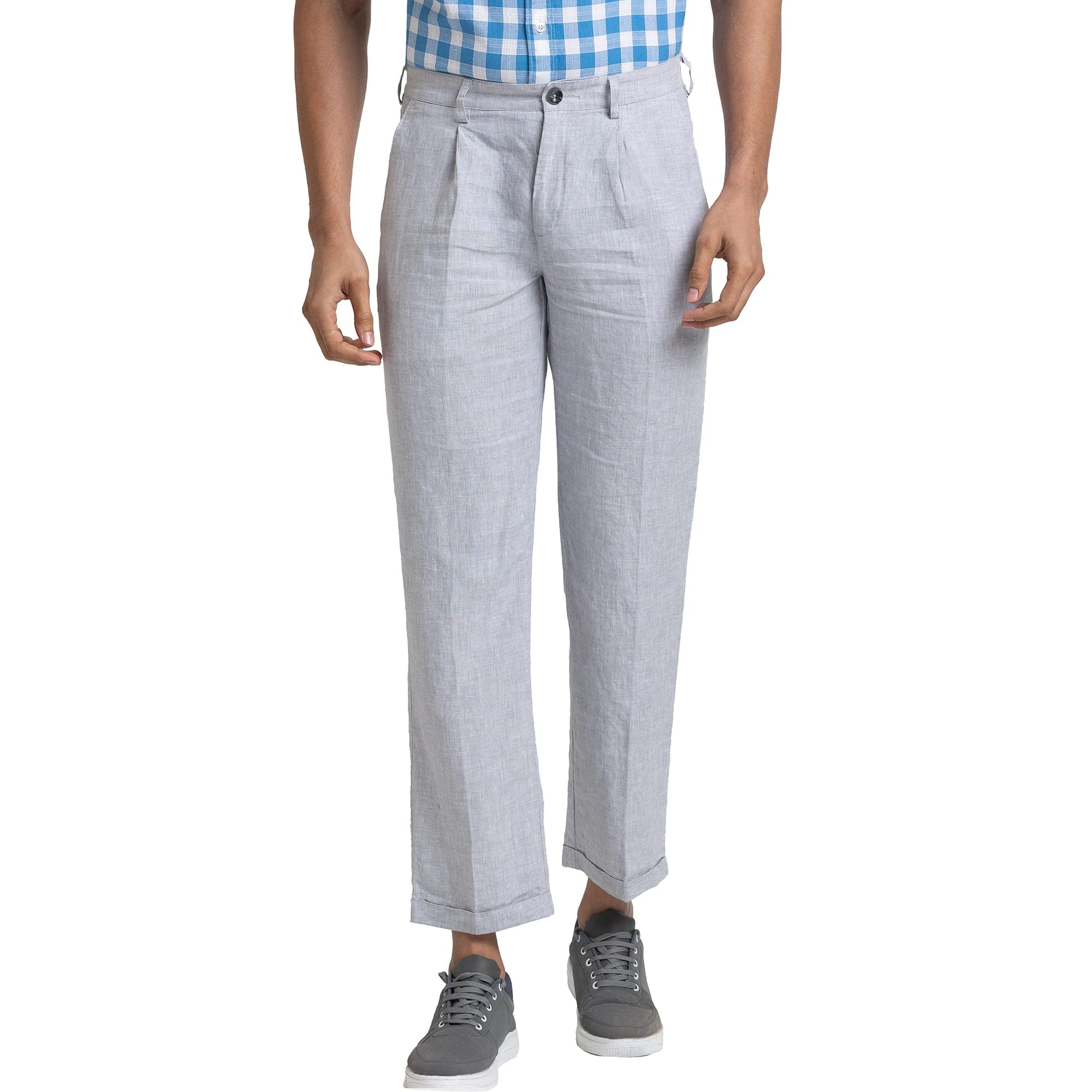 colorplus Tailored Fit Dark Blue Trouser for Men-picture-19