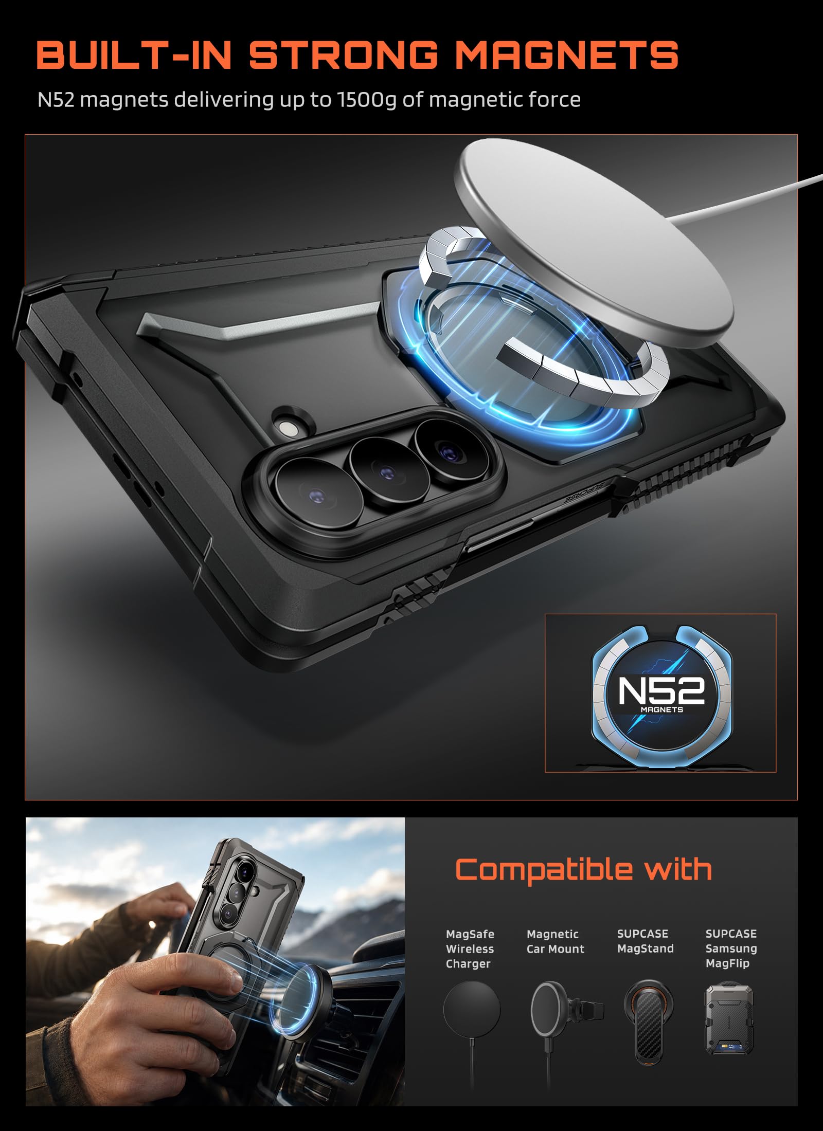 SUPCASE Funda para Samsung Galaxy Z Fold8 Ultra [UBGrip] con Mica Antiespia | Magnética Carcasa con Protector de Pantalla Cristal Templado HD y Privacidad Case Protección Militar Compatible MagSafe