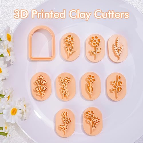 Miniatura 3 de Puocaon Cortadores de aretes de arcilla floral  9 formas de cortadores de arcilla polimérica para la fabricación de joyas de arcilla polimérica para