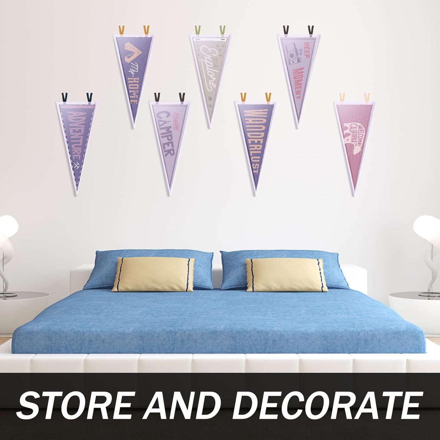 Gueevin 5 Pcs Pennant Holder for 12 x 30 Inches Pennants Clear Hard Rigid Plastic Pennant Flag Frame for Displaying Sports Banner 31" x 13.5"