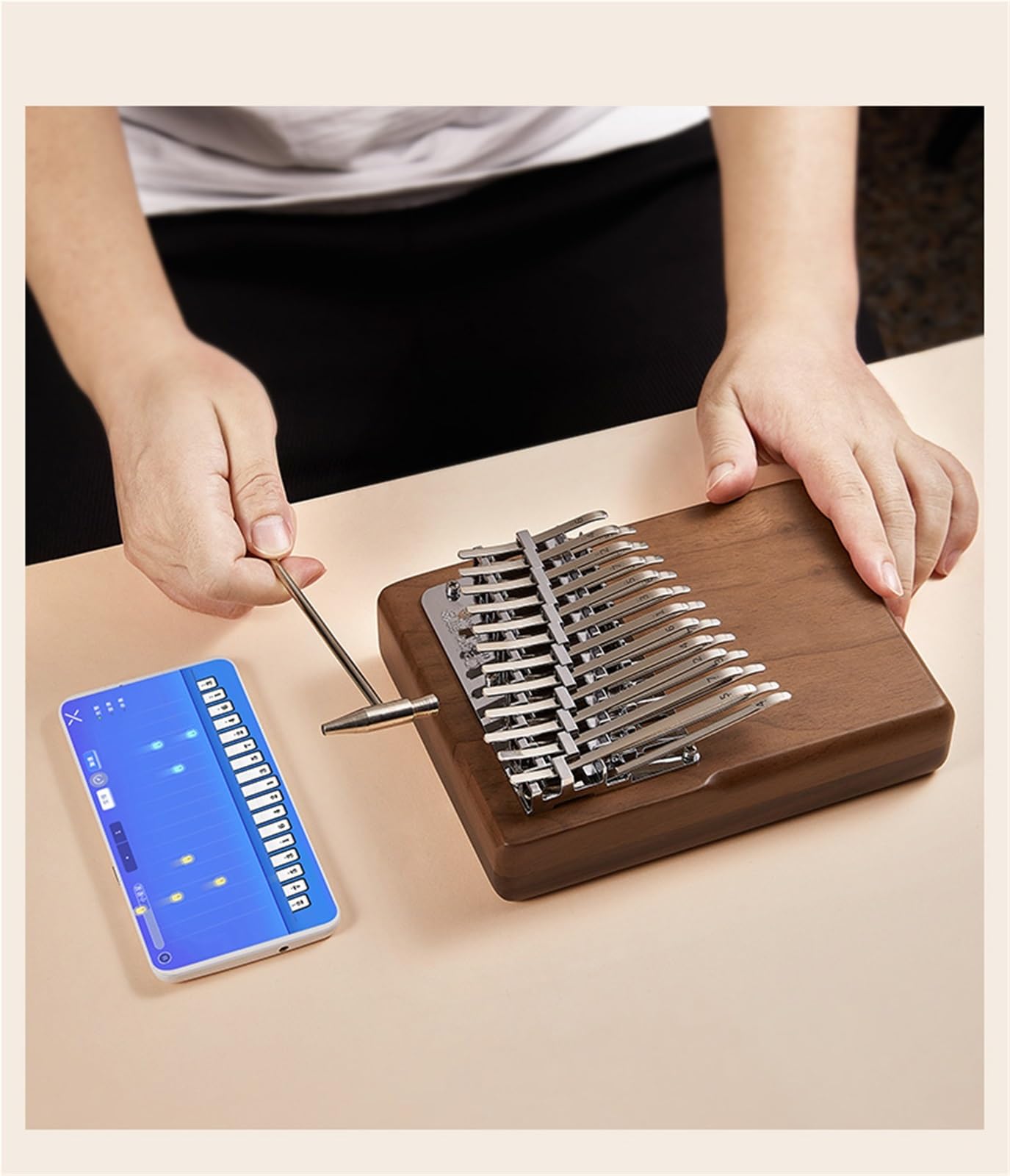 24 nutowa Gitara Kalimba Z Podwójną Warstwą Wzmacniacza Kciukowego Dla Początkujących Kalimba