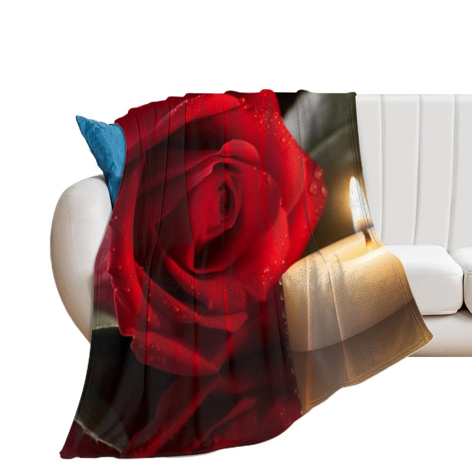 Couverture de lit rose rouge en flanelle légère et plaid canapé