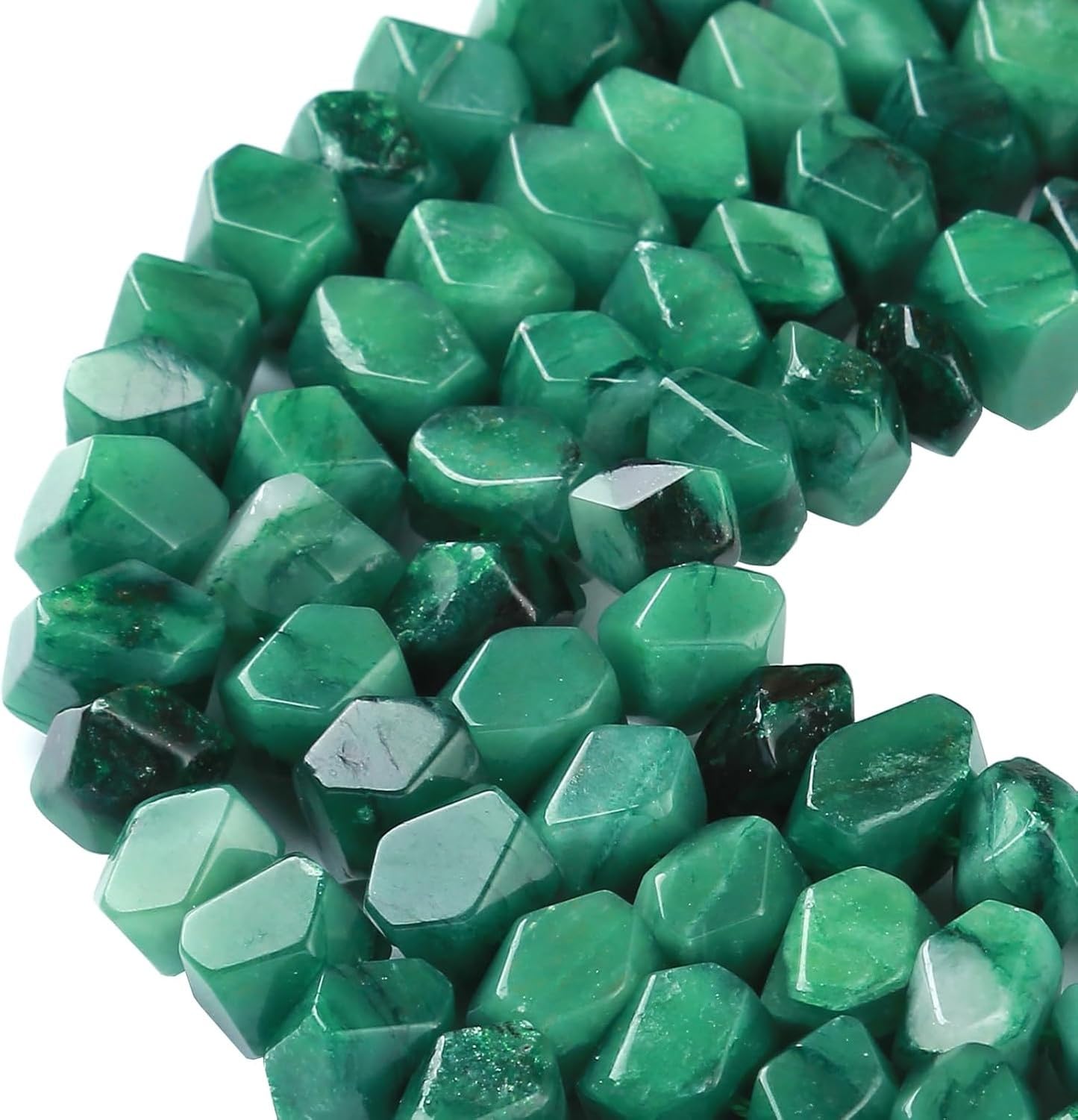 Prehnite - Perline sfuse in cristallo naturale, 6 x 11 mm, 38 cm, per la creazione di gioielli, bracciali, collane, color smeraldo, 6 x 11 mm, 38 cm