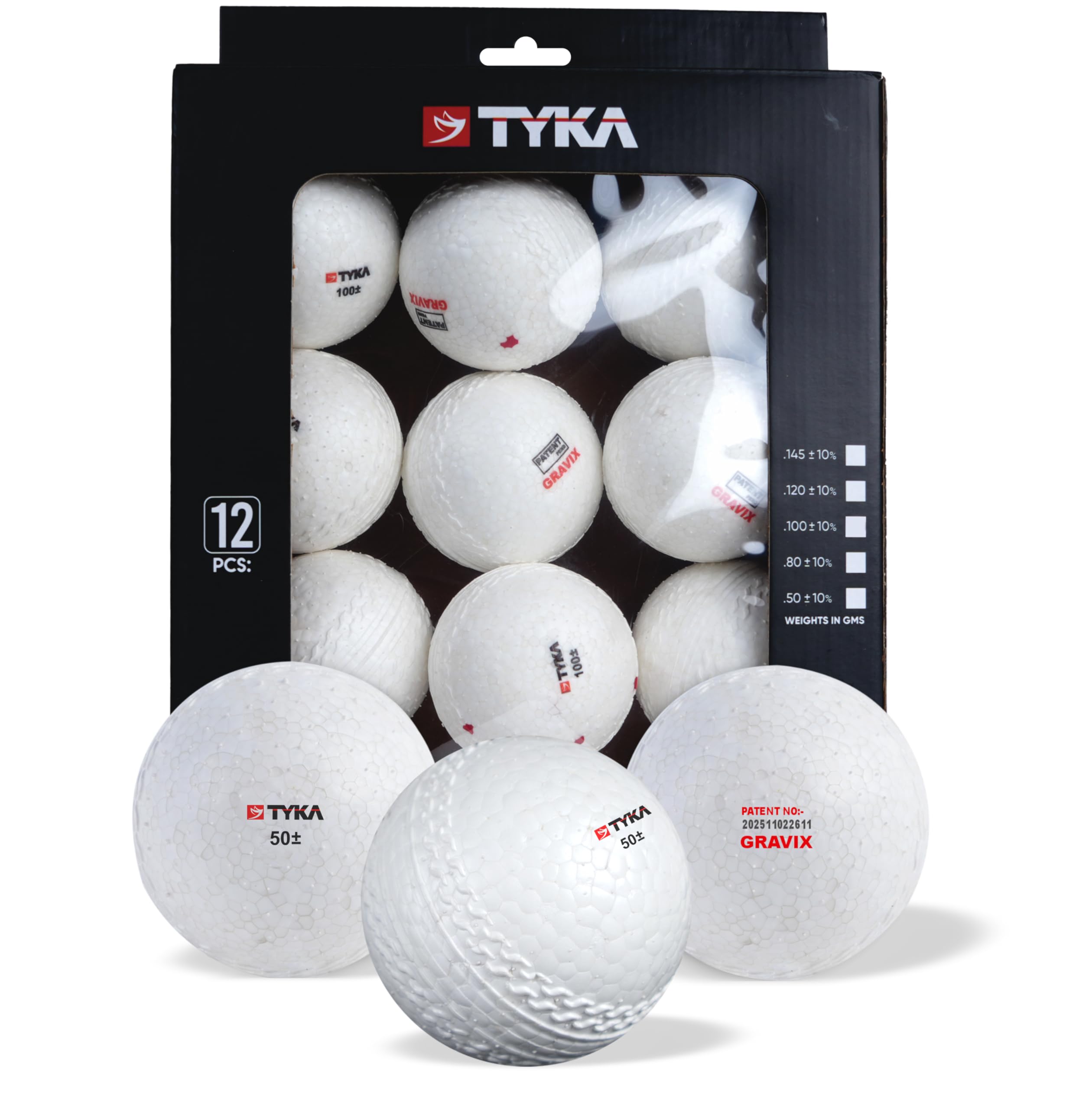 TYKA Light Gravix Moisture Resistant Cricket Ball 50+ GMS - Eco-Friendly Training Ball | All Weather Durable Performance | True Bounce, Engineered Power (All Levels) Pack of 12-picture-33