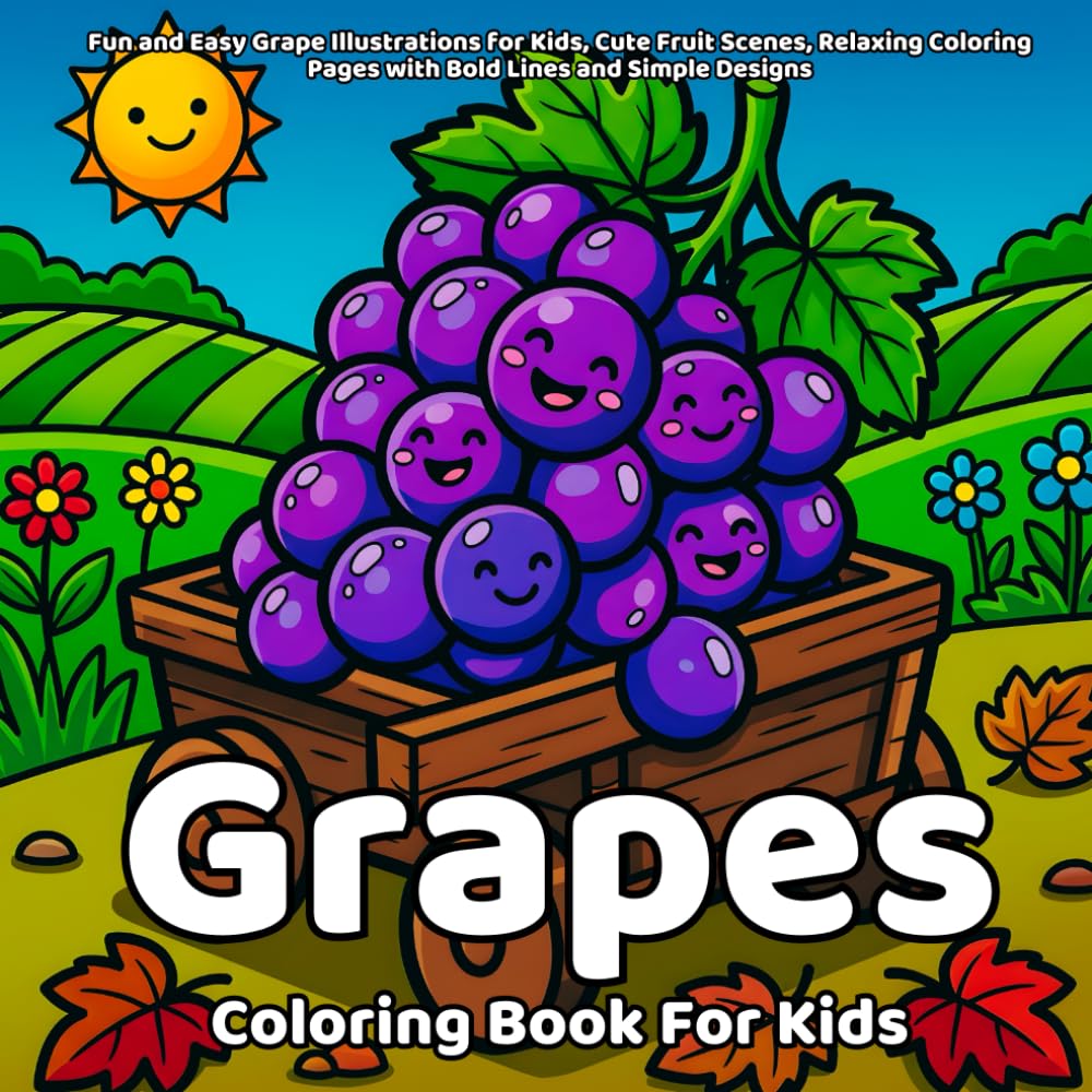 Grapes Coloring Book: Fun and Easy Grape Illustrations for Kids, Cute Fruit Scenes, Relaxing Coloring Pages with Bold Lines and Simple Designs (Delicious Food Coloring Series)