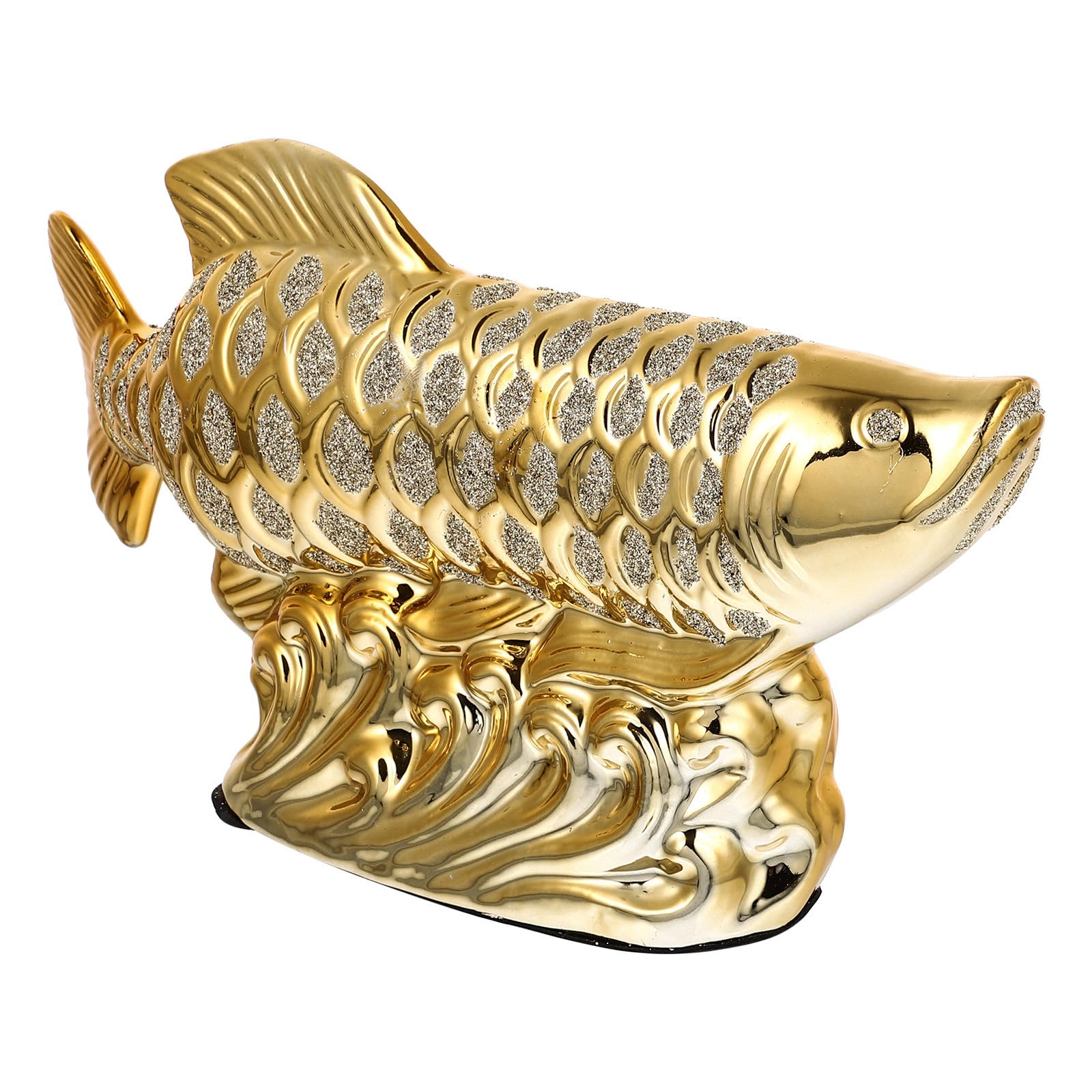 Poisson décoratif en céramique or objet maison créative
