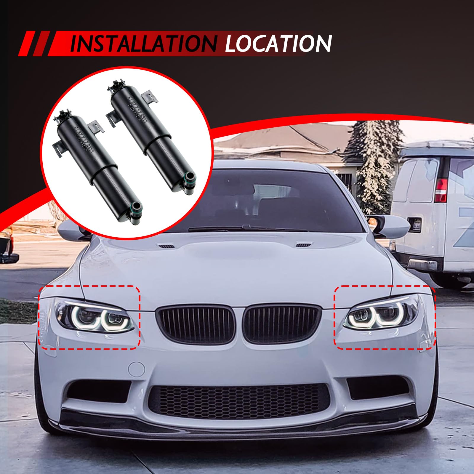 2 Stück Scheinwerferreinigung Waschwasserdüse für Beide Seiten Ersatz für 3er E90 E91 E92 E93 2004-2013 Autozubehör Teil# 61677179311 61674449335 61677117845