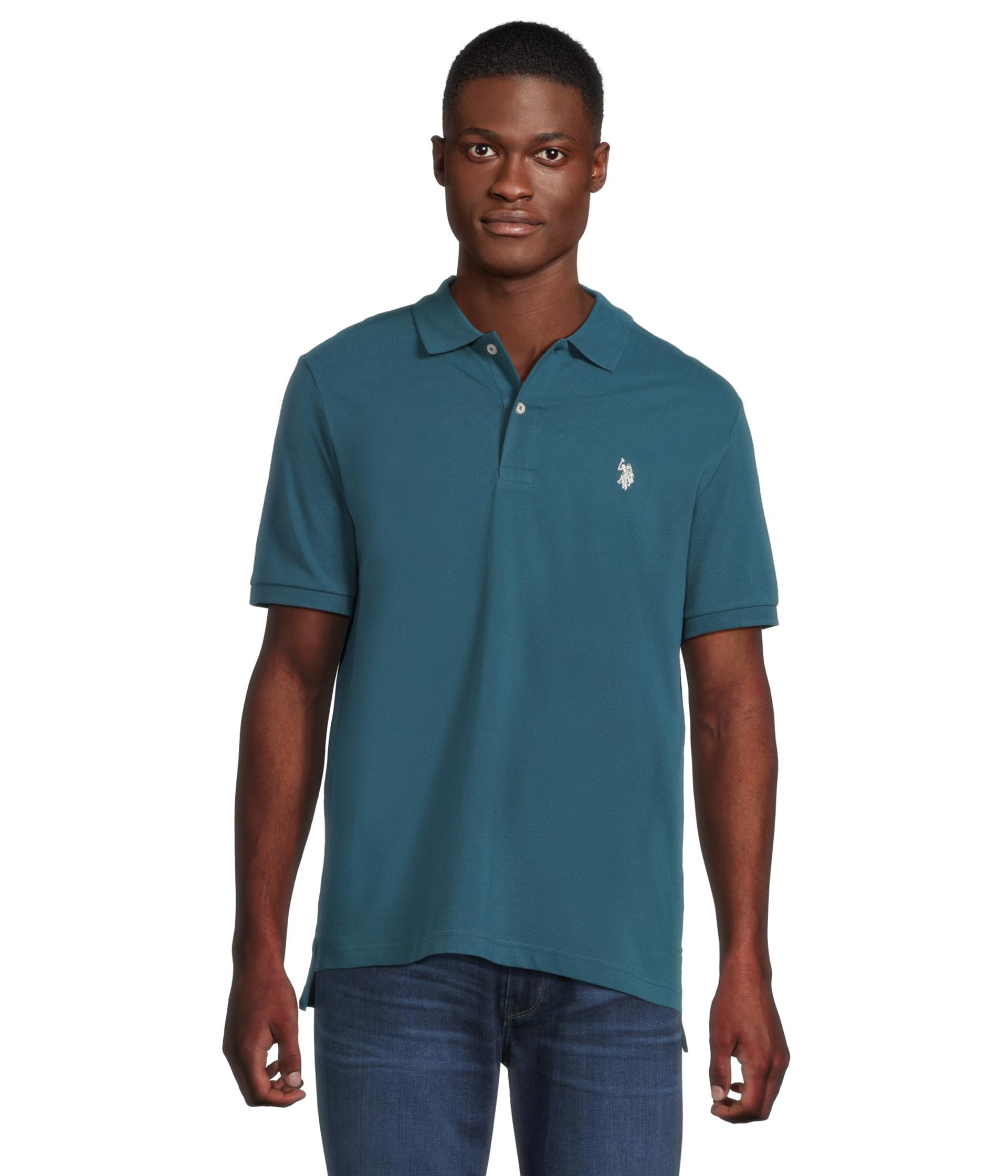 U.S. Polo Assn. Men's Classic Polo Shirt, Two-Button Closure Pique Polo Shirt, Summer Fashion Golf Shirt