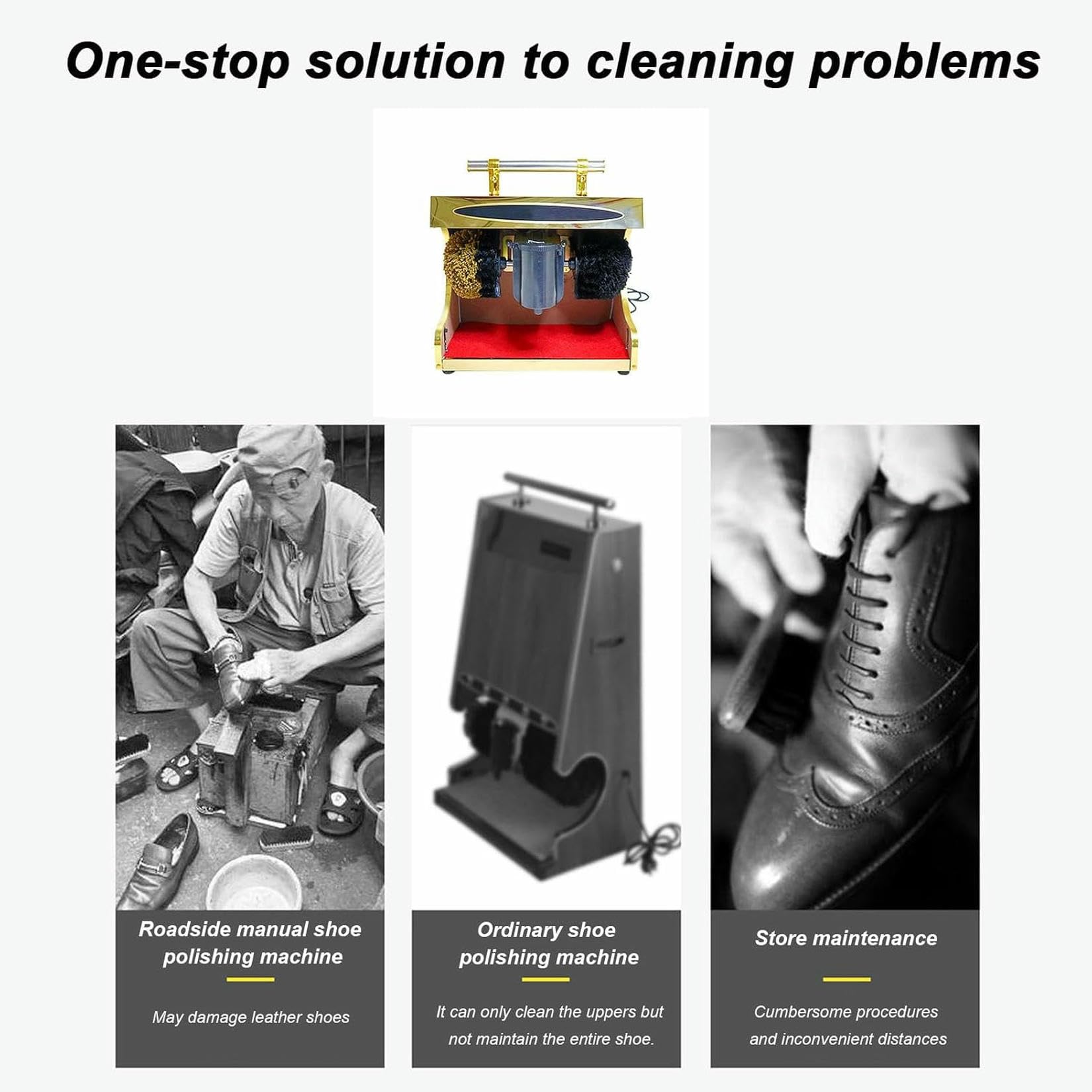 Petite Cireuse à Chaussures à Induction Automatique, Cireuse à Chaussures éLectrique avec Brosse Douce Et Dure, Machine De Nettoyage De Chaussures pour Hall D'EntréE D'HôTel