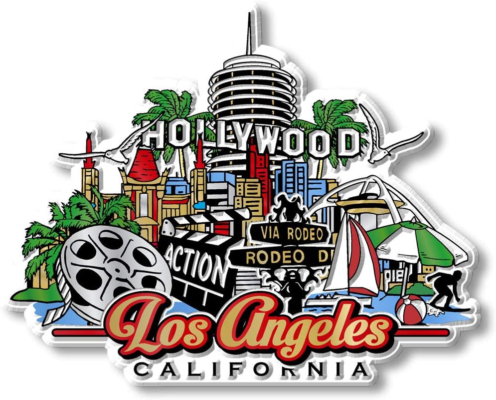 Classic Magnets Made with Pride in the USA Los Angeles City Magnet by Collectible Souvenirs 4.1" x 3.2"