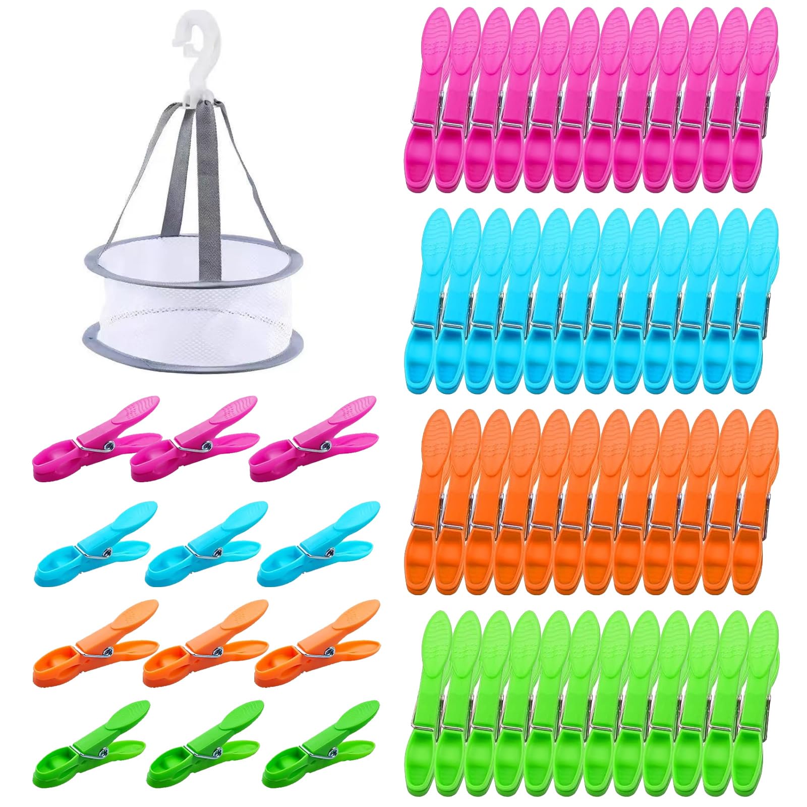 60 Pack Clothes Pegs for Washing Line with Bag, Extra Strong Non Slip Laundry Pegs 4 Colors, Washing Peg Plastic Laundry Peg, Durable and Windproof Laundry-Pegs for Home Garden Indoor Outdoor