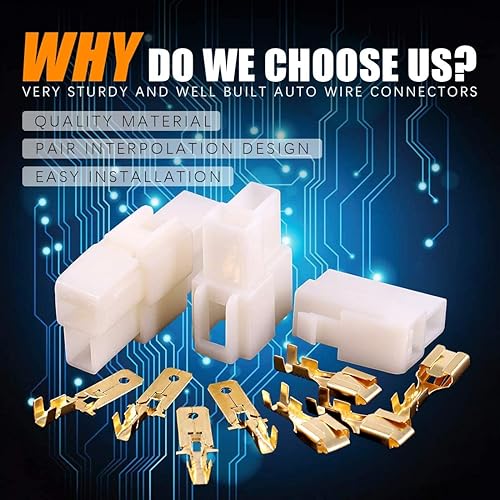 Miniatura 5 de Hilitchi Conectores de cable eléctrico automotriz de 0.248in, terminal de enchufe macho hembra para motocicleta y automóvil (3P-30 juegos)