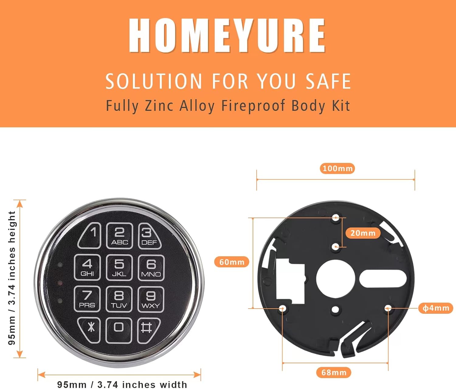 Electronic Gun Safe Lock Replacement – Digital Keypad with Solenoid Lock Mechanism, Chrome/Black Finish, 14-Pin Design, Circuit Board, Reset Cable, and 2 Override Keys – DIY Installation - Image 3