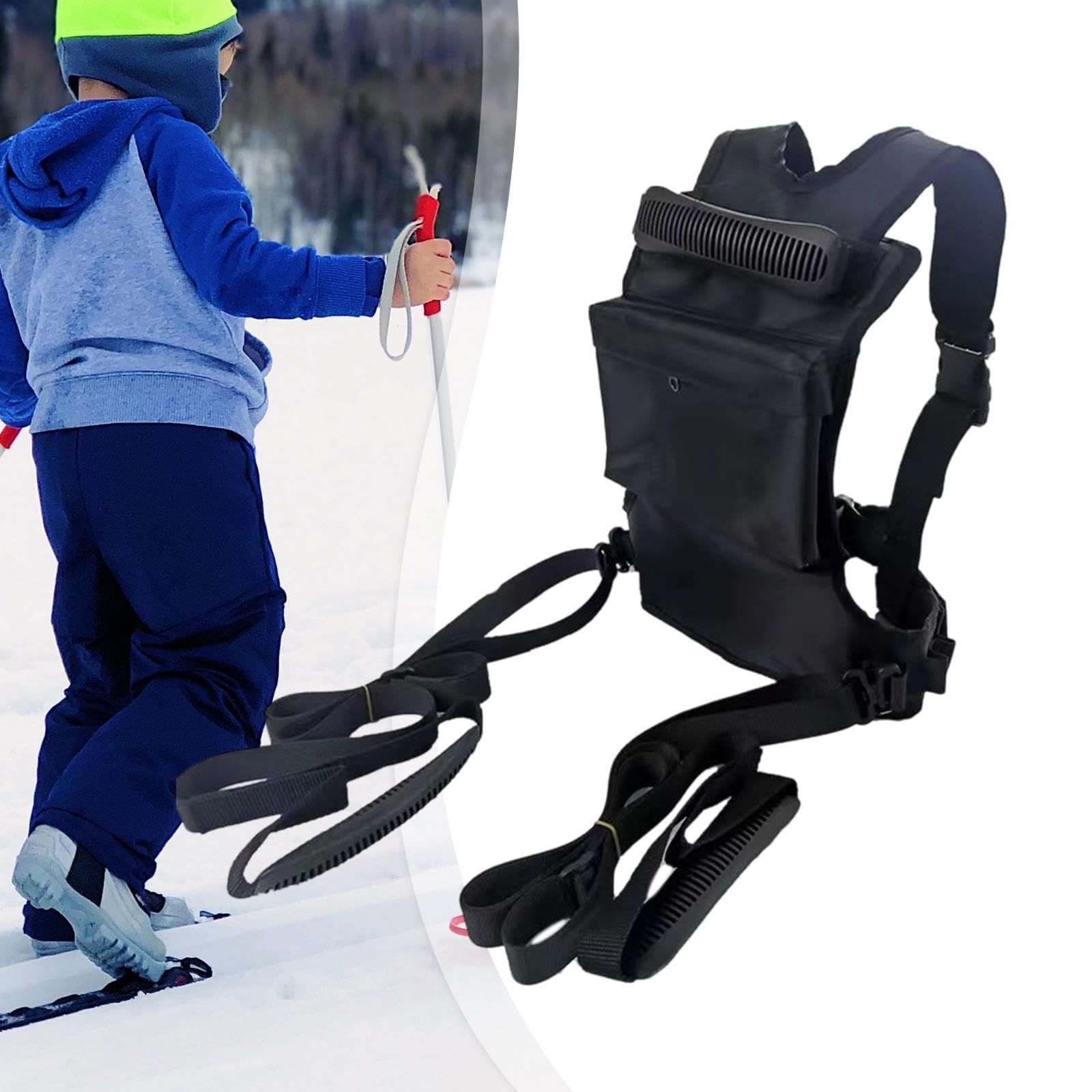 Milageto Harnais de Ski et de Snowboard pour Enfants, Harnais d'Entraînement Polyvalent, Corde de Traction avec Poignée, Ceinture-Harnais Réglable, Équipement Indispensable pour Débutants