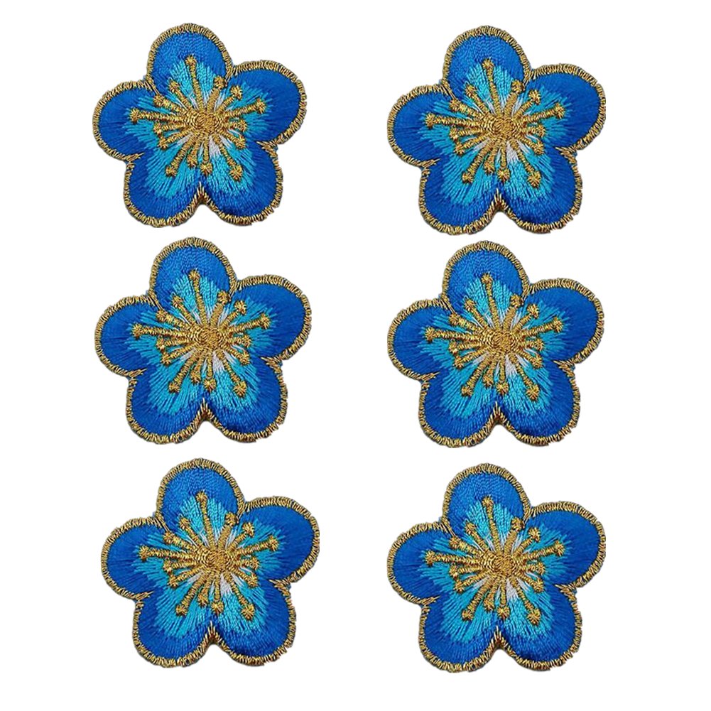 Naszywki na ubrania, 6 szt. Małe śliwkowe żelazko na plastrach Kwiat dekoracyjny(Blue)