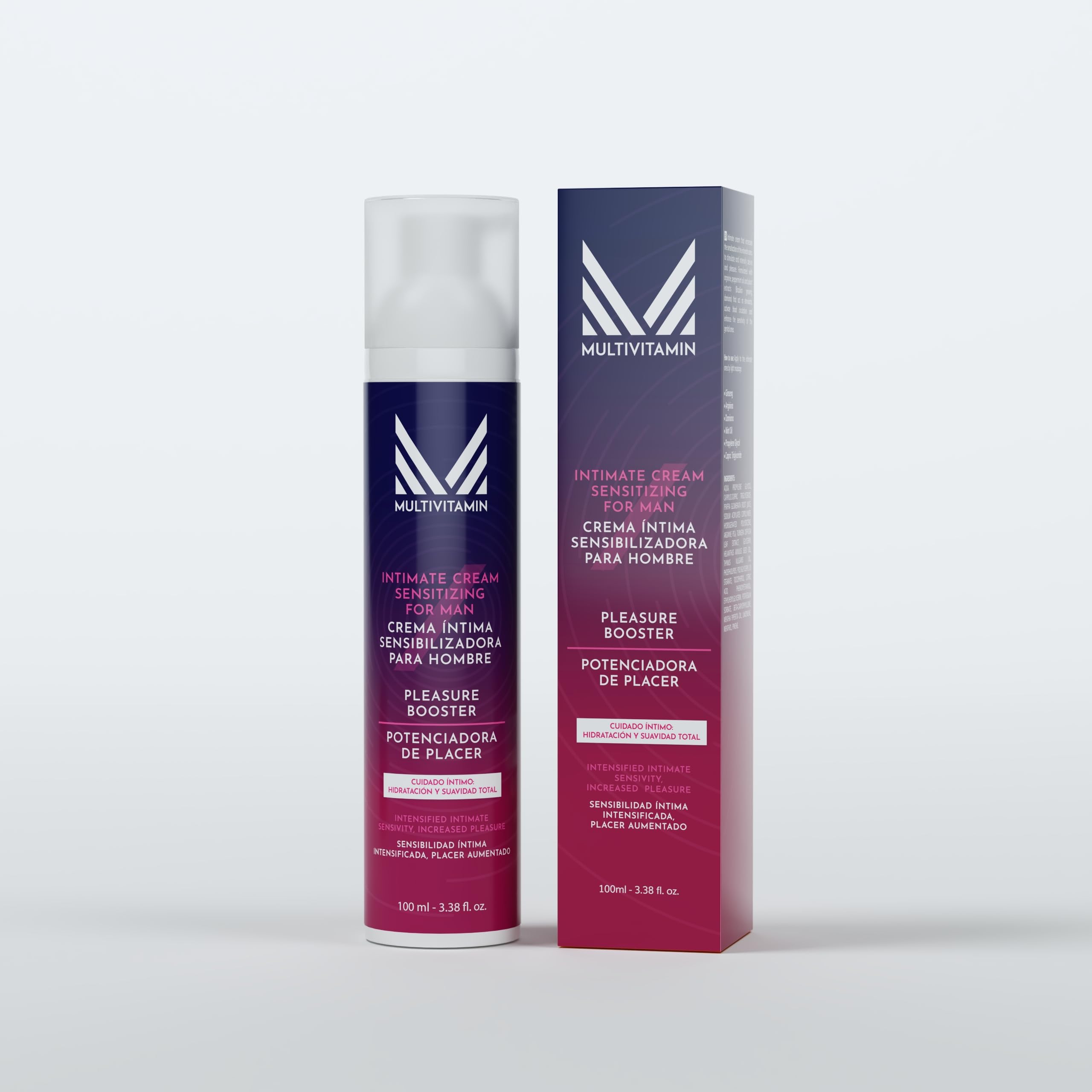 Set de cuidado íntimo masculino: Crema íntima revitalizante, Crema íntima que ayuda a unificar el tono de la piel, Perfume genital con acción desodorizadora y Crema para mejorar la sensibilid