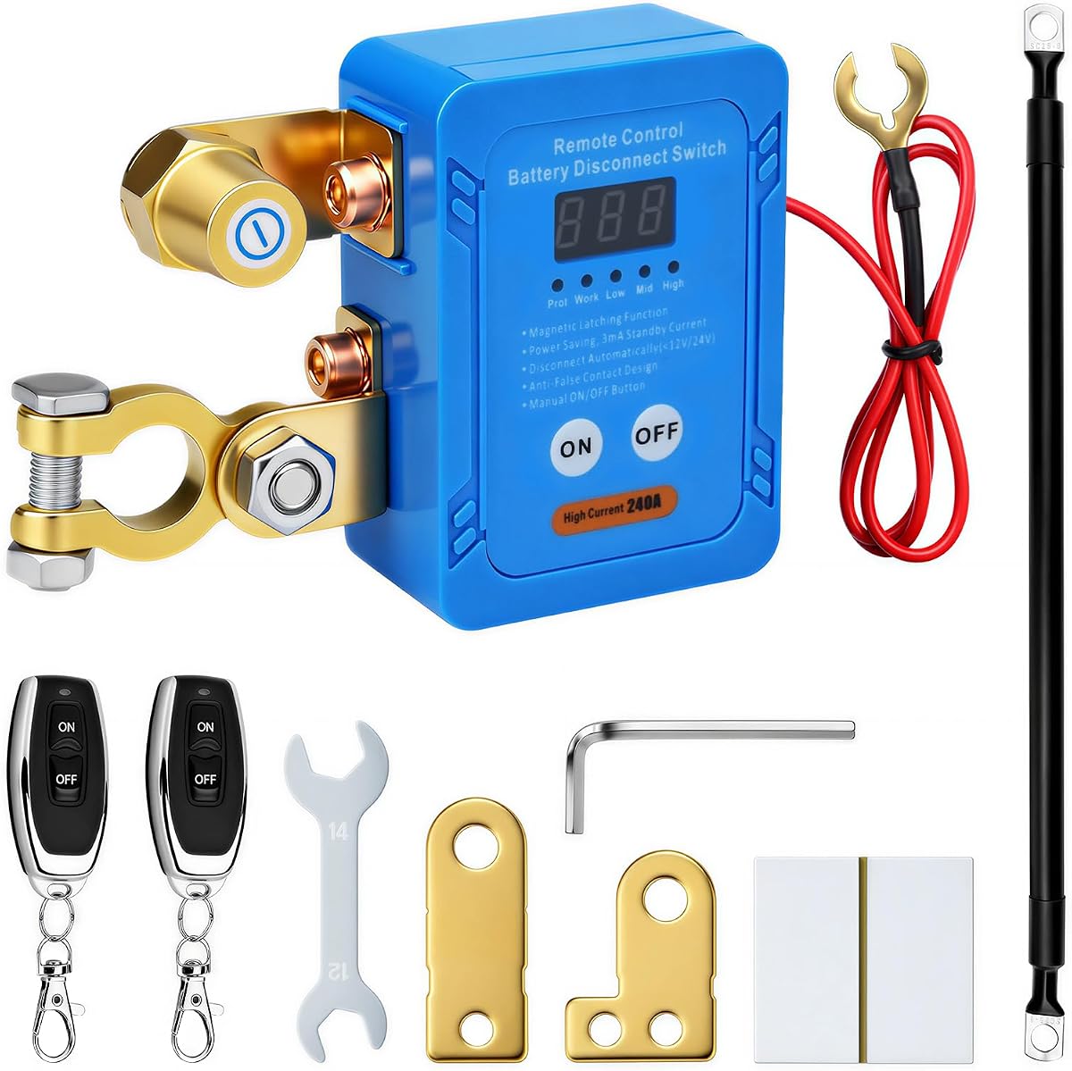 Remote Battery Disconnect Switch LED Display Flame-Retardant Housing