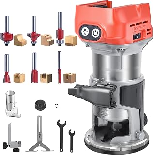 Wireless Router Compatible with Milwaukee M18 Battery(No Battery), 6 Speed, Brushless Motor, 30000RPM, Woodworking Router Router, Includes Router Cutters from