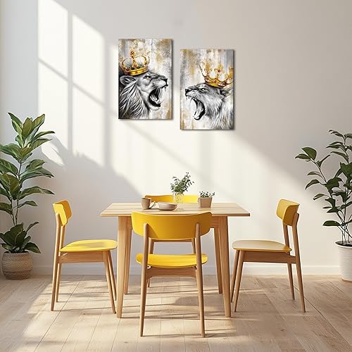 Miniatura 3 de Zlove Arte de pared de león y leona, pintura de rey y reina, impresiones de animales de vida silvestre para decoración moderna del hogar, 16 x 24