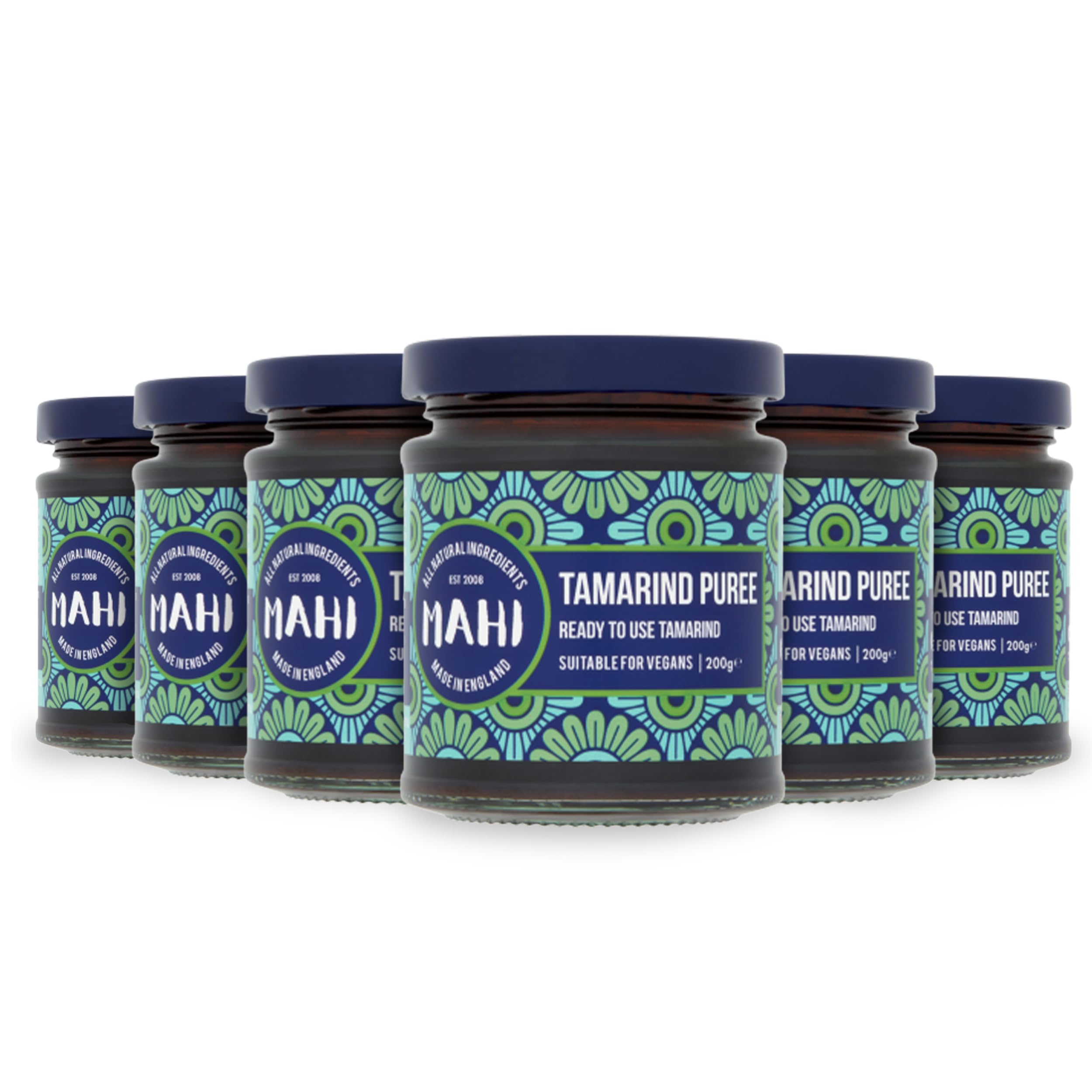 MAHI Puree Pack of 6 - Perfect for Cooking & Every Day, Gluten Free (GF) Vegan Sauce, (6 x 200 g Jars) (Tamarind)