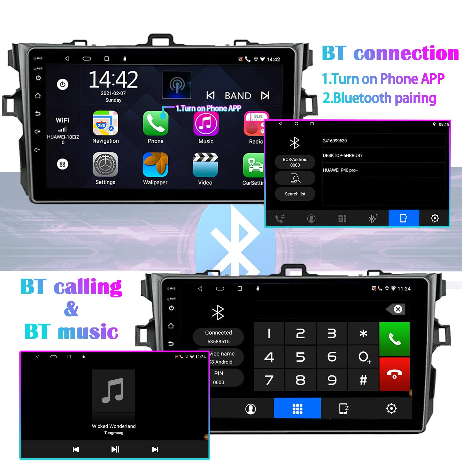 Buy Binize Android 10 Car Stereo for Toyota Corolla 0812 Compatible with CarPlay&Android Auto,9