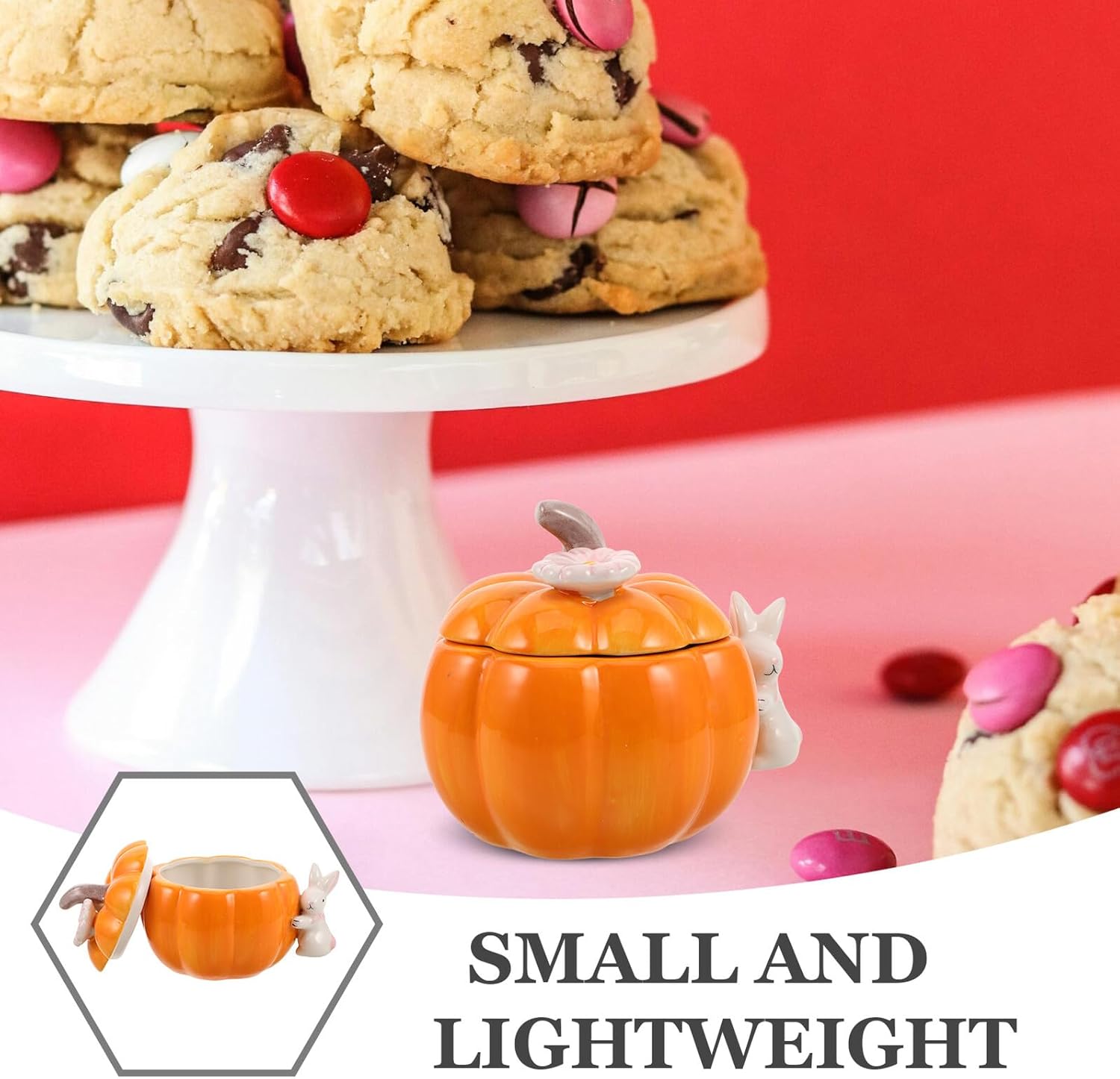 Ceramic Pumpkin Snack Container with Lid Halloween Candy Jar Decorative Jewelry Storage Box Fall Home Décor Accent and Holiday Events