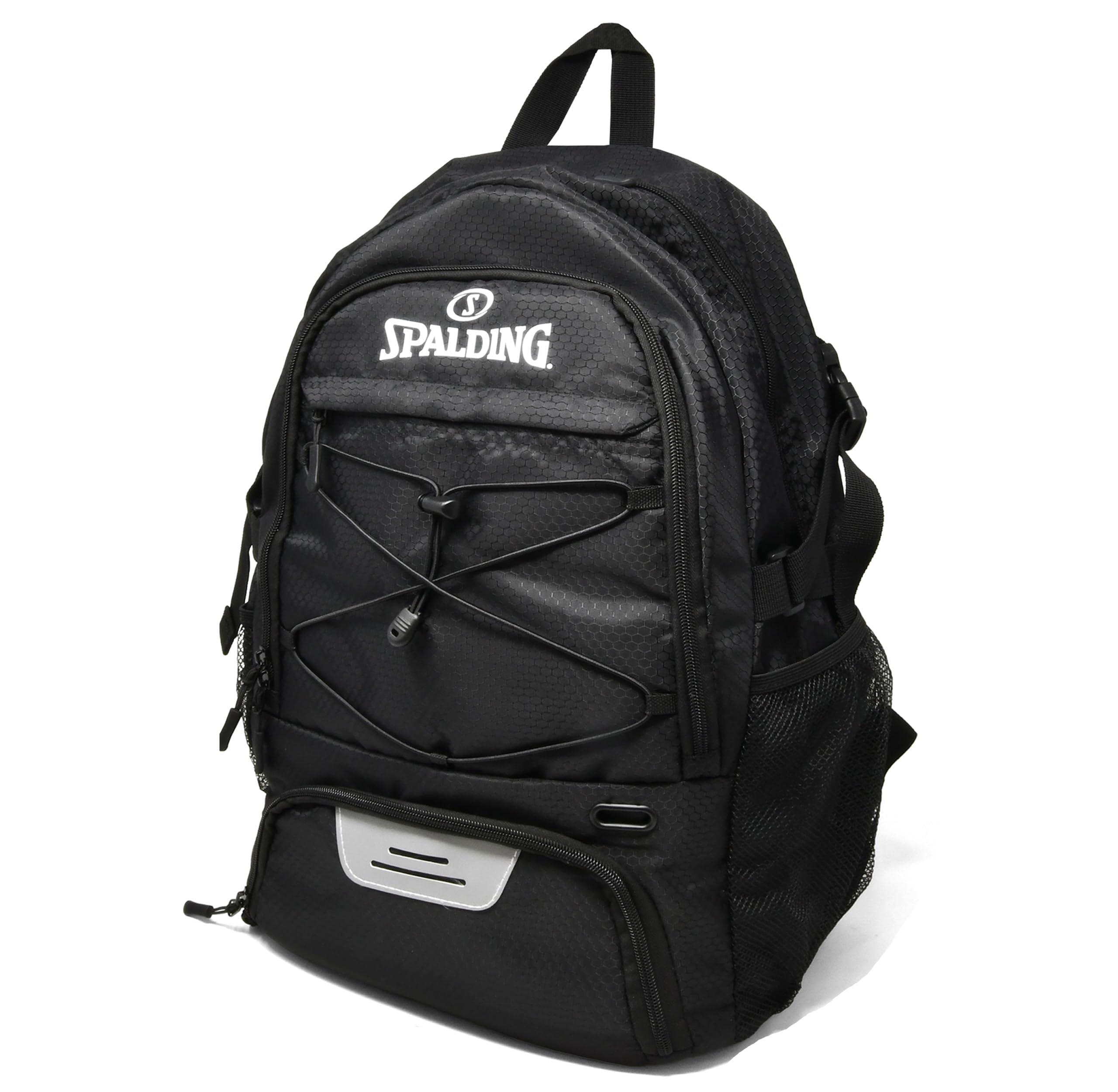 SpaldingBasketball Backpack, Black Sports Bag with Ball and Shoes Compartment, Basketball Accessories Bag