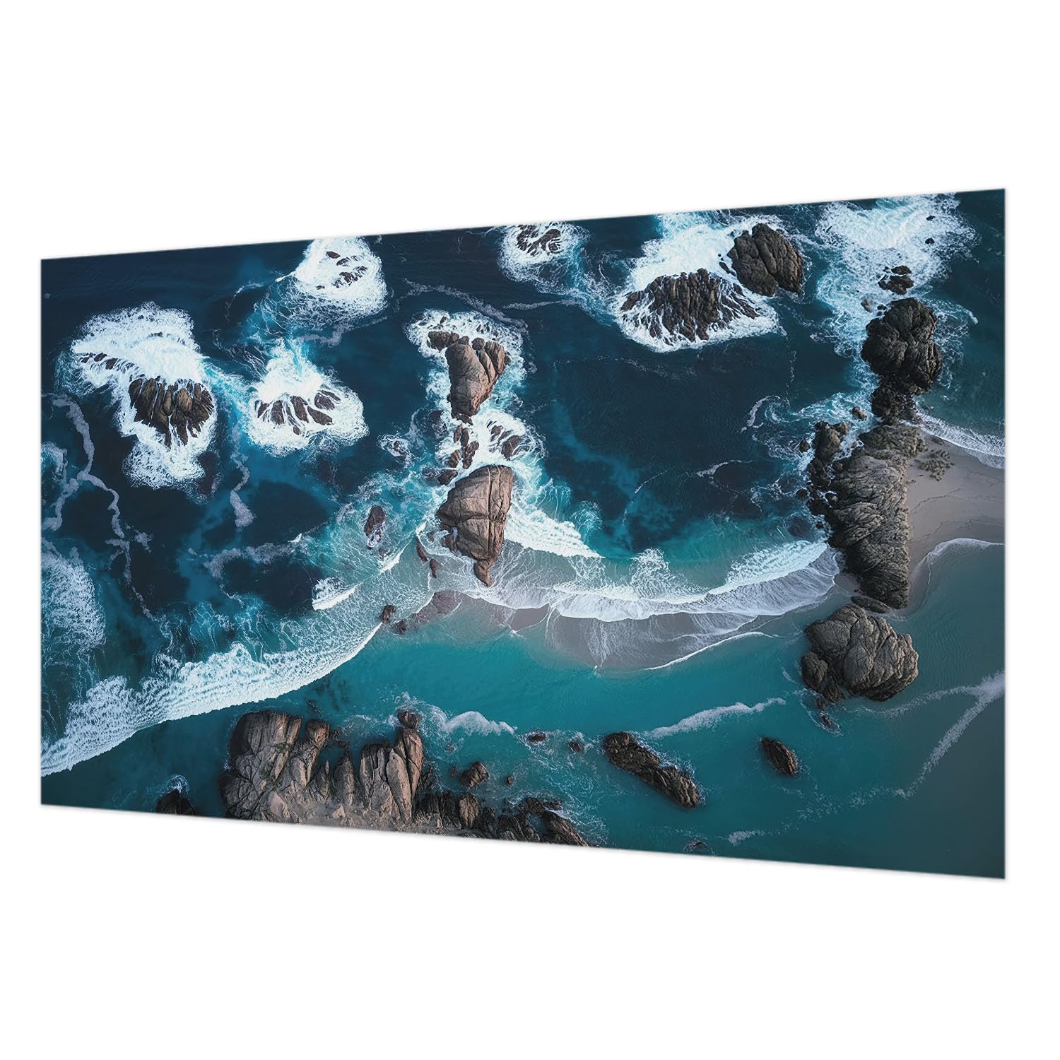 Papier peint vagues océaniques décoratif grand format 416x254 cm avec colle