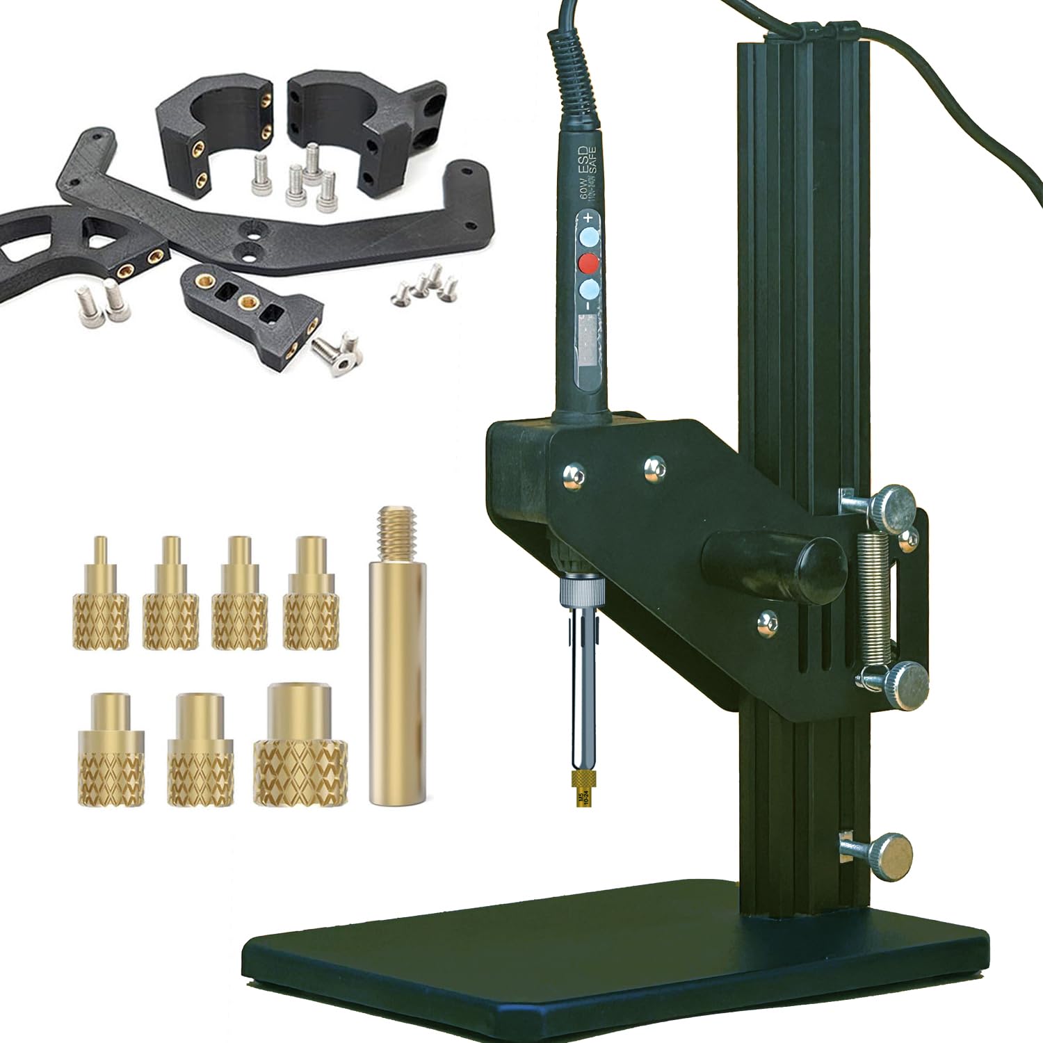 Máquina de prensado de calor vertical, herramienta de inserción de latón, insertos de latón 3D, punta de inserción para tuercas moleteadas M2/M3/M4/M5/M6 (1/4)/M8 (ZW12Pro)