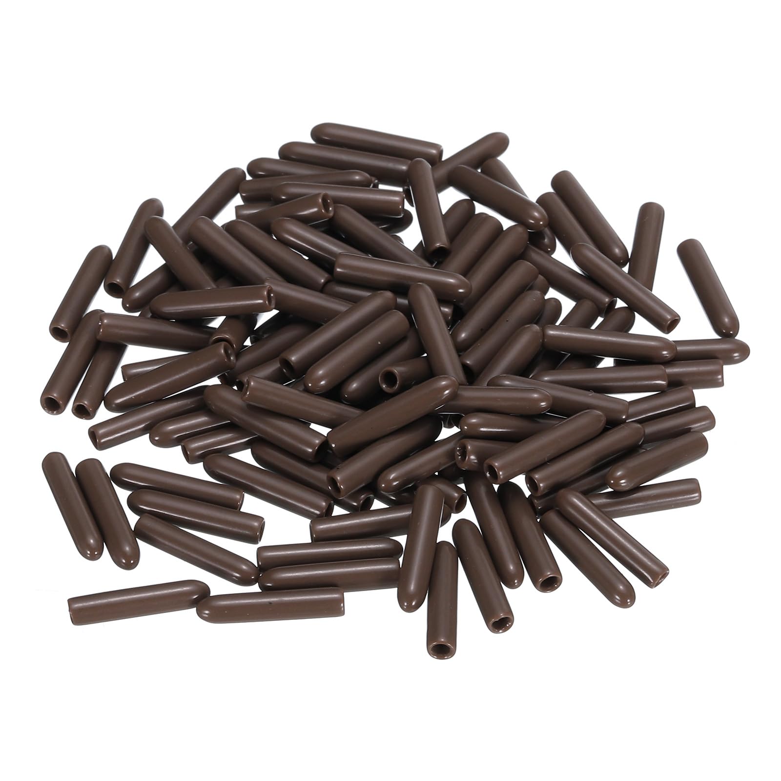 uxcell 100pcs Rubber End Caps 2mm ID Vinyl Round Tube Bolt Cap Cover Screw Thread Protectors Brown