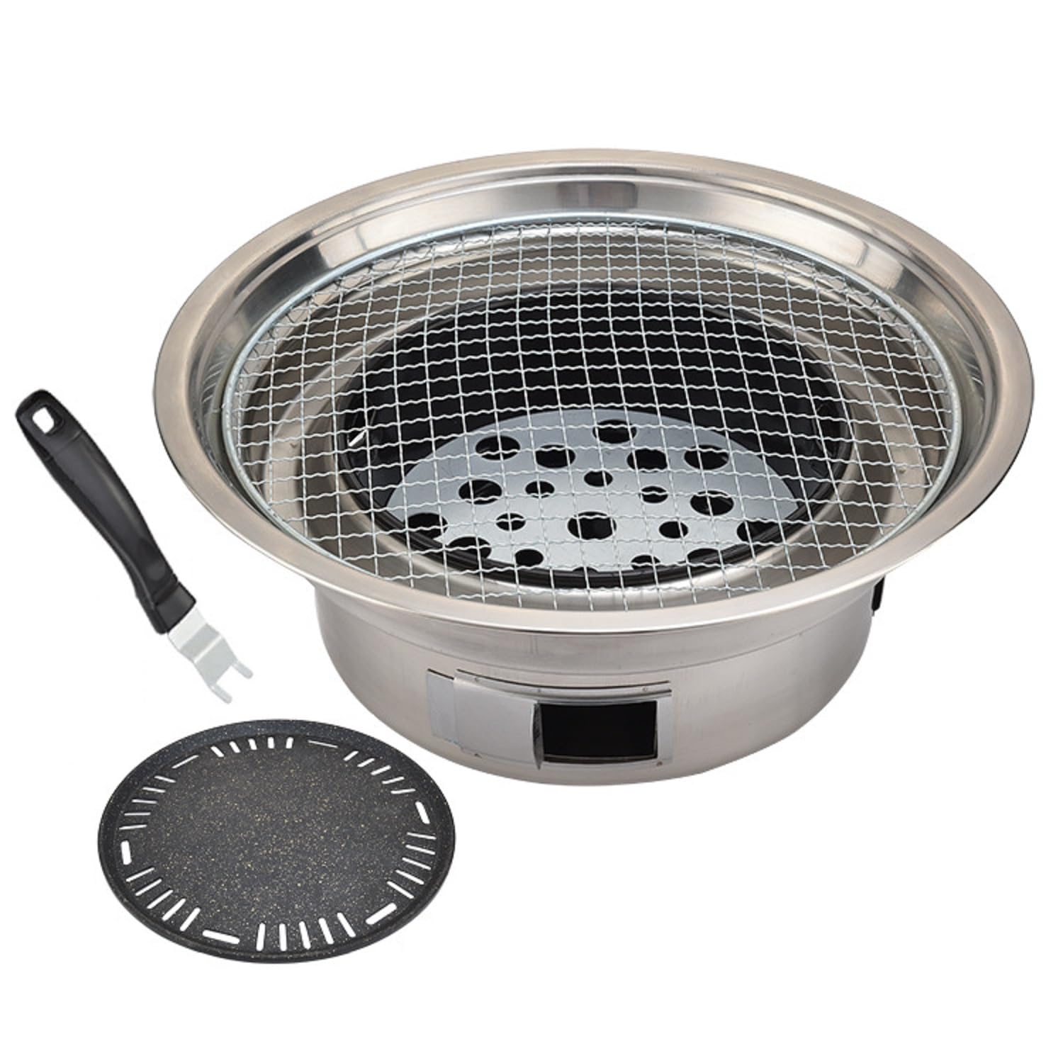 Przenośny grill węglowy 34,5 cm, mini grill ze stali nierdzewnej 304, na kemping, ogród, piknik, gotowanie na świeżym powietrzu, lekki, kompaktowy grill na węgiel drzewny